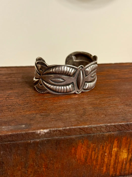 Vintage Navajo Repoussé Sterling Silver Cuff Bracelet