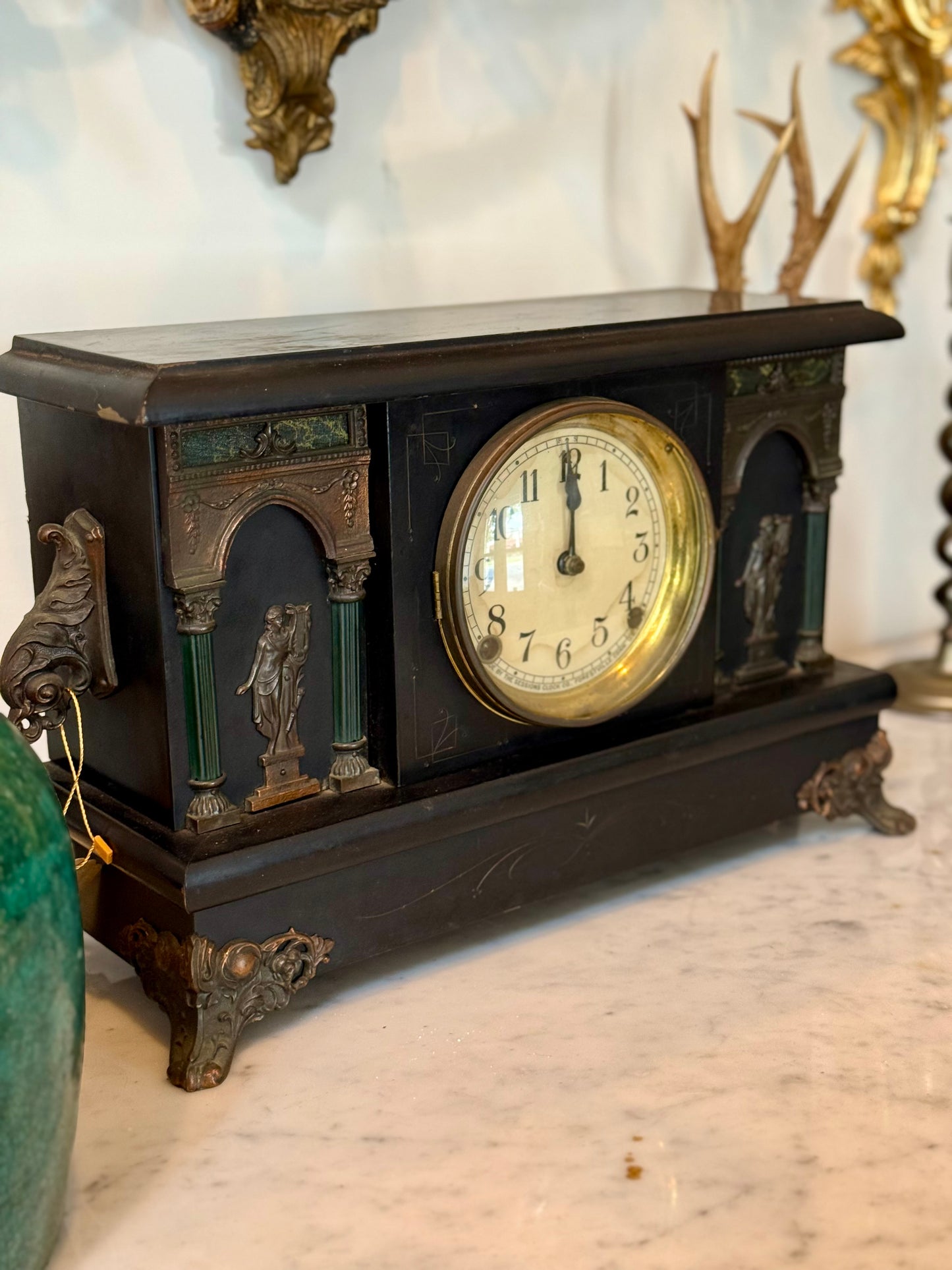 Early 20th Century Classical Revival Mantel Clock with Architectural Case