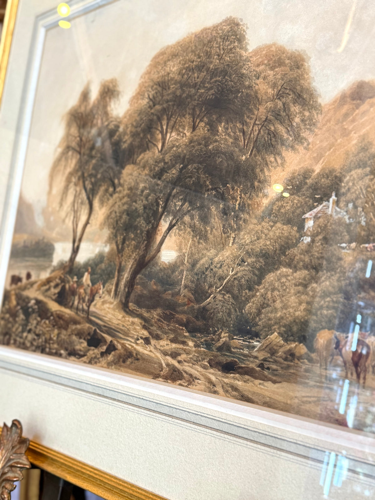 Attributed to Peter De Wint “The Head of the Loch” Watercolor on Paper, Framed