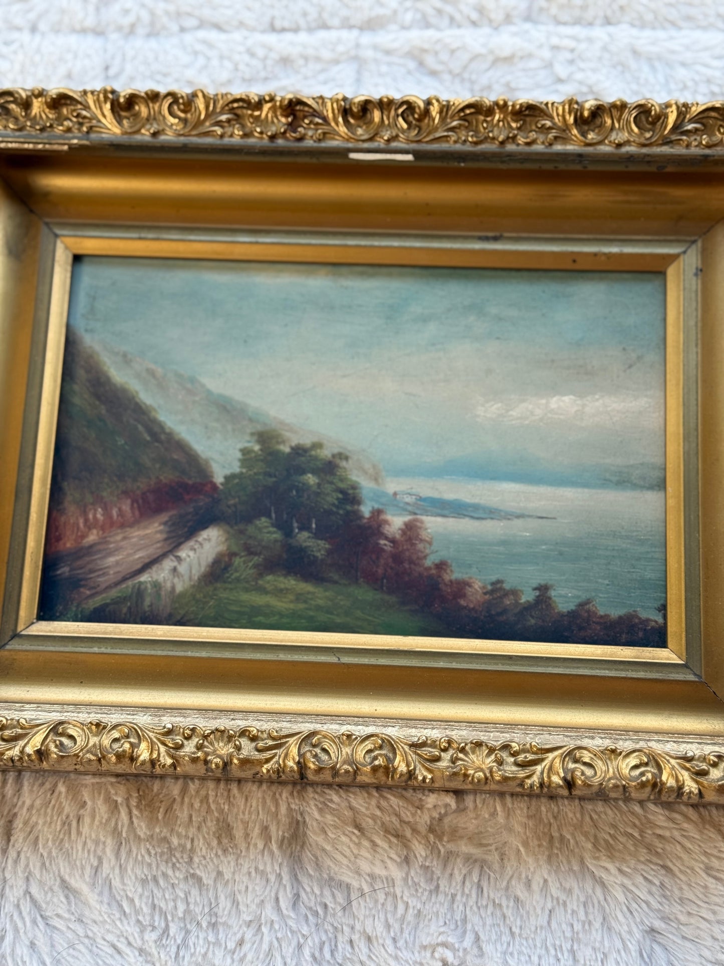 Aberdovey, Wales – Early 20th-Century Coastal Landscape
Oil on Academy Board, c. 1900–1920 | Gilt Frame | 6″ × 9.5″ (Art) | 9.5″ × 13″ (Frame)