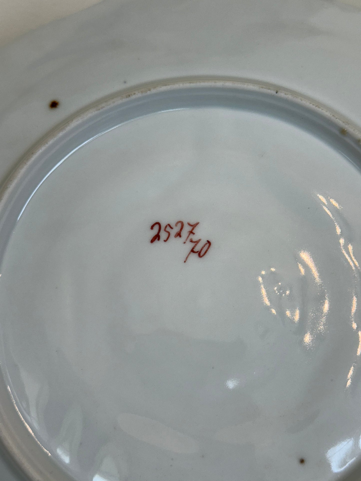 Antique Floral Oyster Plate with Central Sauce Well