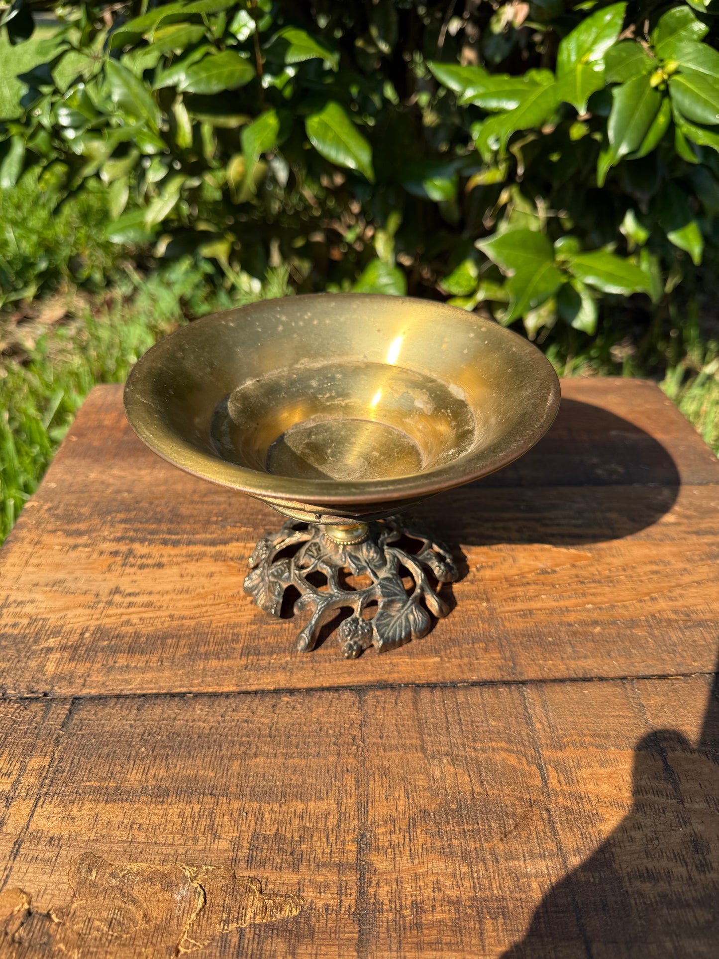 Antique Ornate Brass Compote