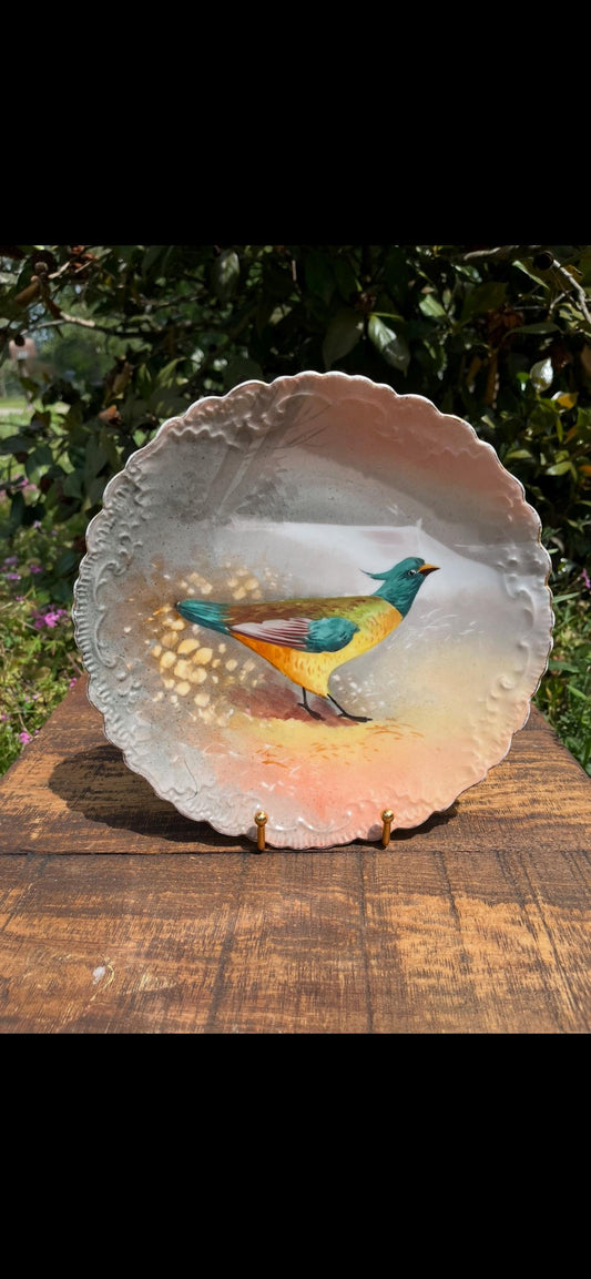 B&H Game Bird Plate – Limoges French Porcelain – Vintage Hand-Painted Bird Design – Collectible Decorative Plate