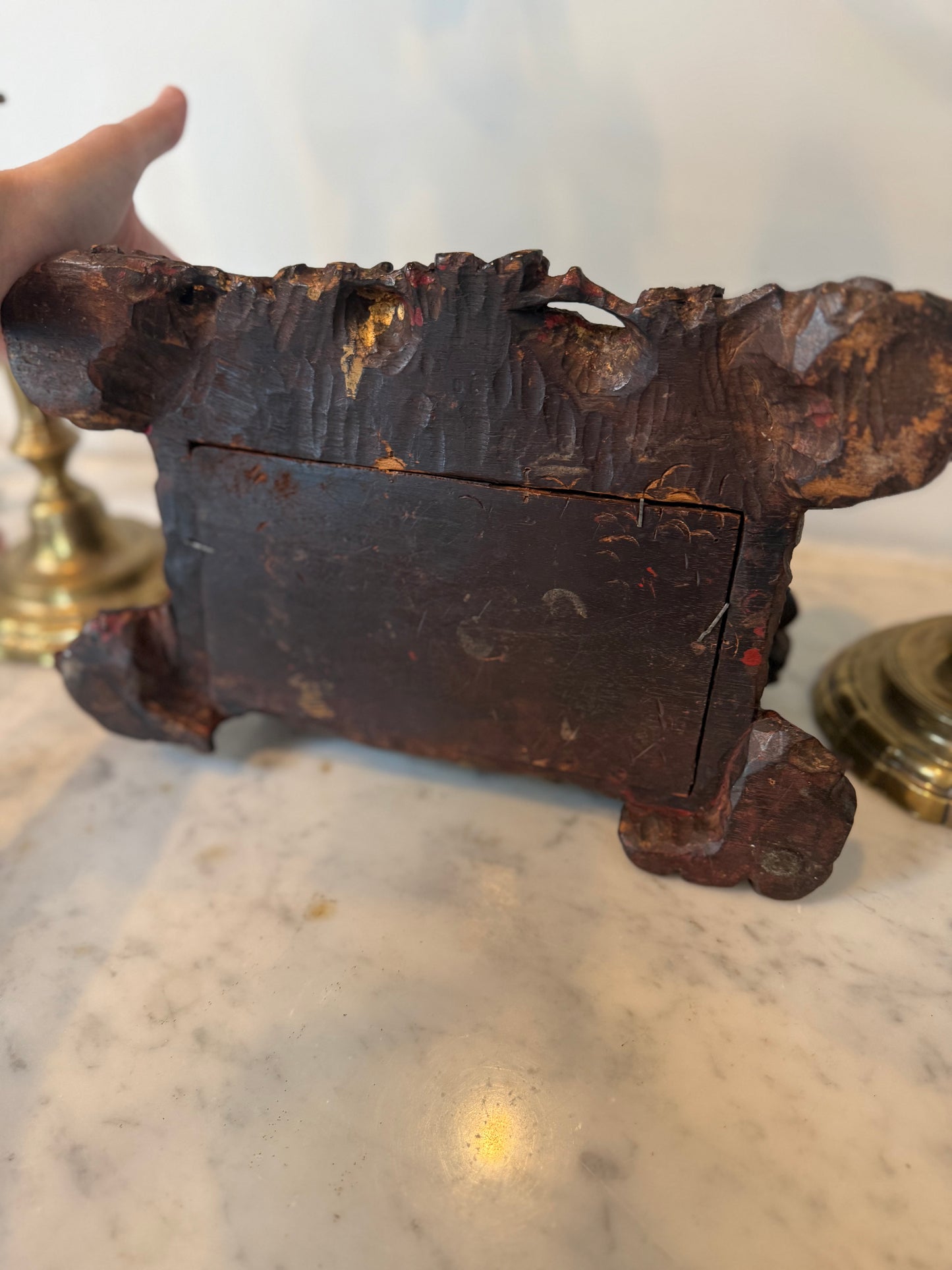 Antique Black Forest Carved Hunt Scene Box with Dog Scene