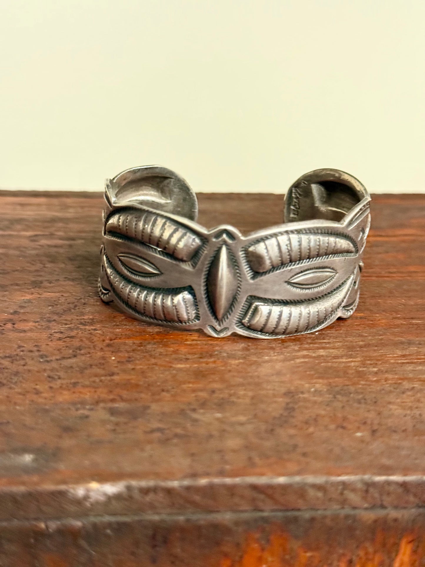 Vintage Navajo Repoussé Sterling Silver Cuff Bracelet
