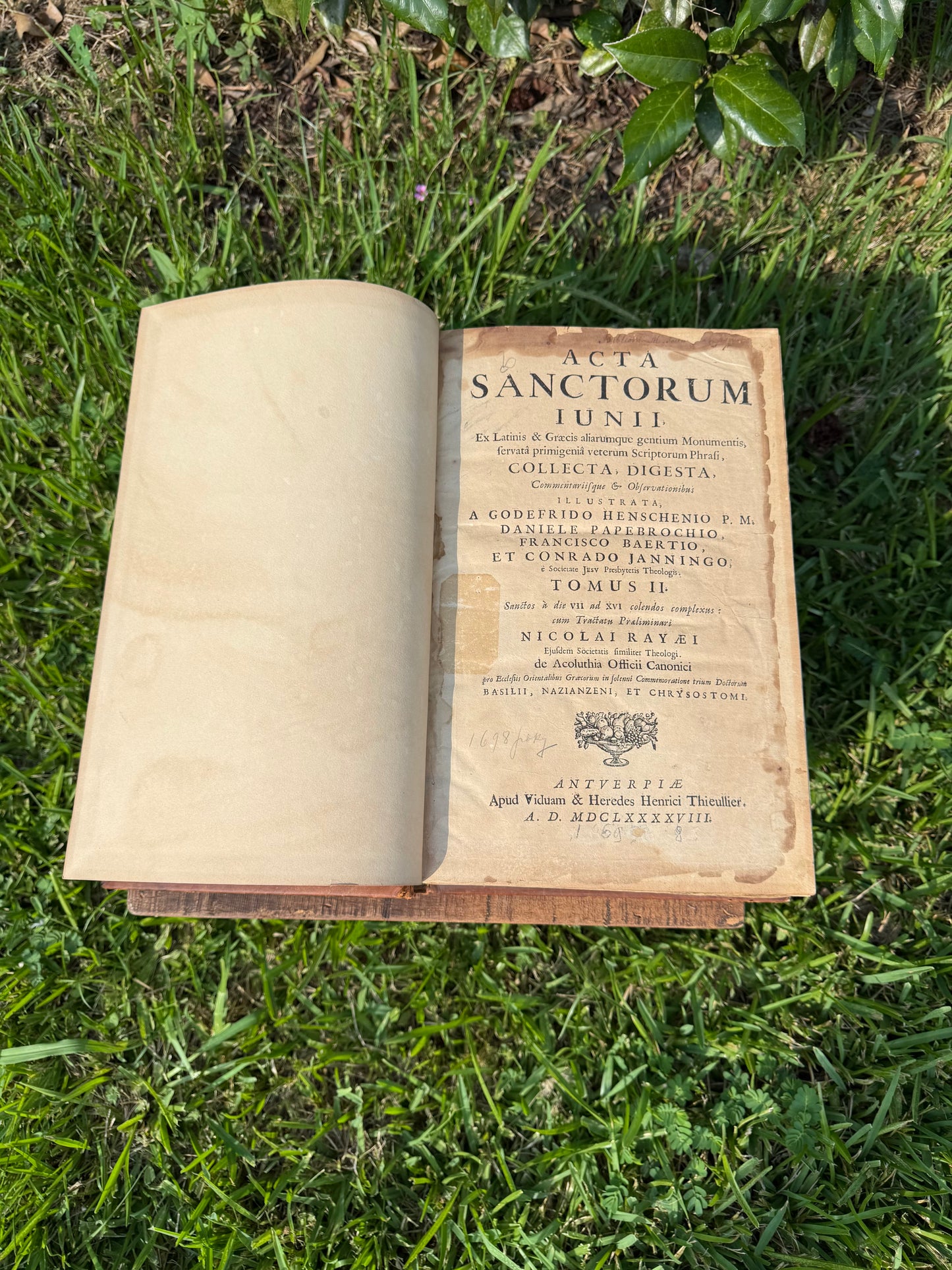 Acta Sanctorum Iunii – Antwerp, 1698 – Folio Volume of the Bollandists