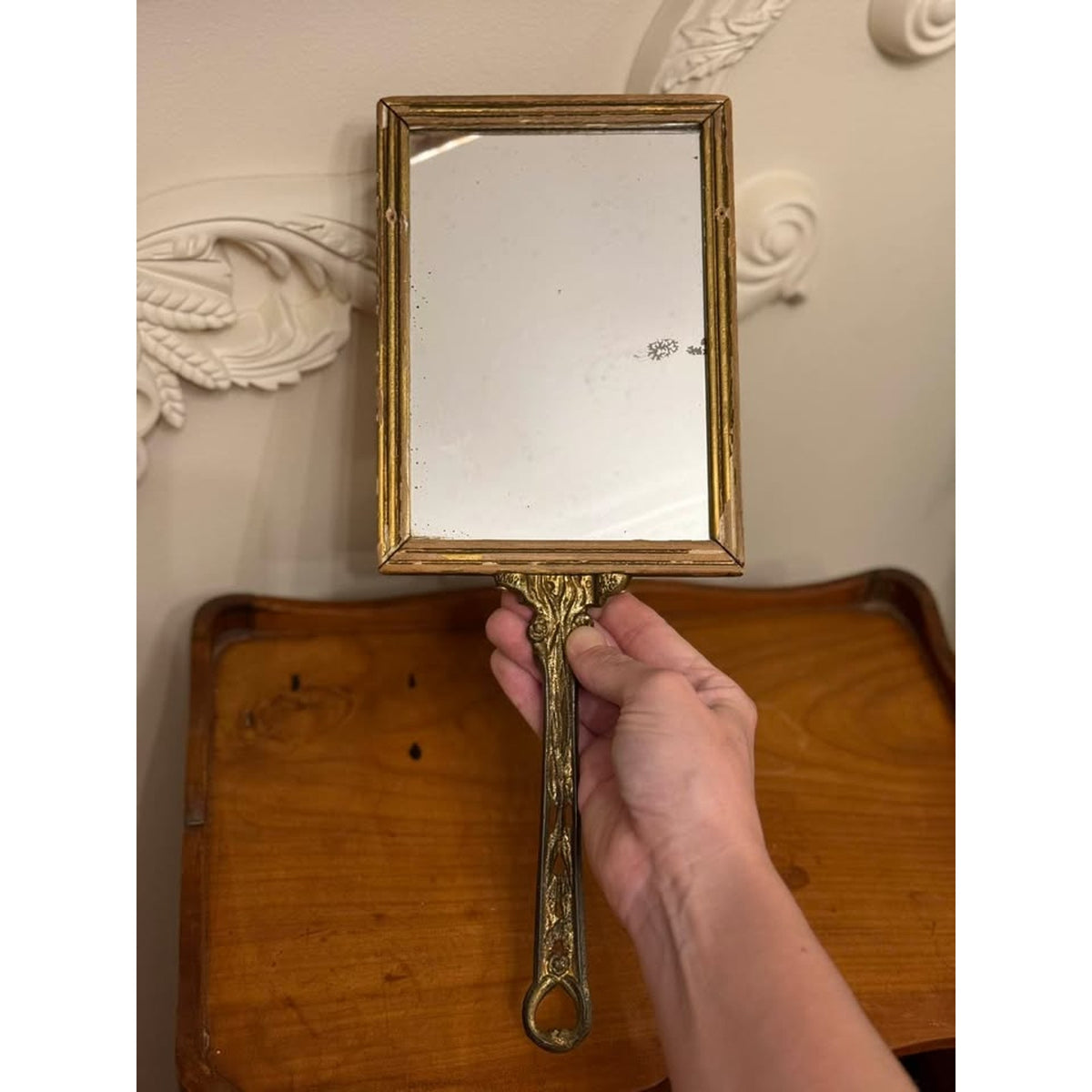 Antique Madame Victoire Portrait Hand Mirror Nattier French Royalty Vanity Mirror