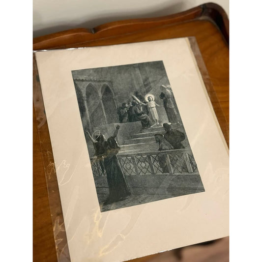 1888 Antique Christian Religious Print Jesus Teaching in Synagogue Biblical Art