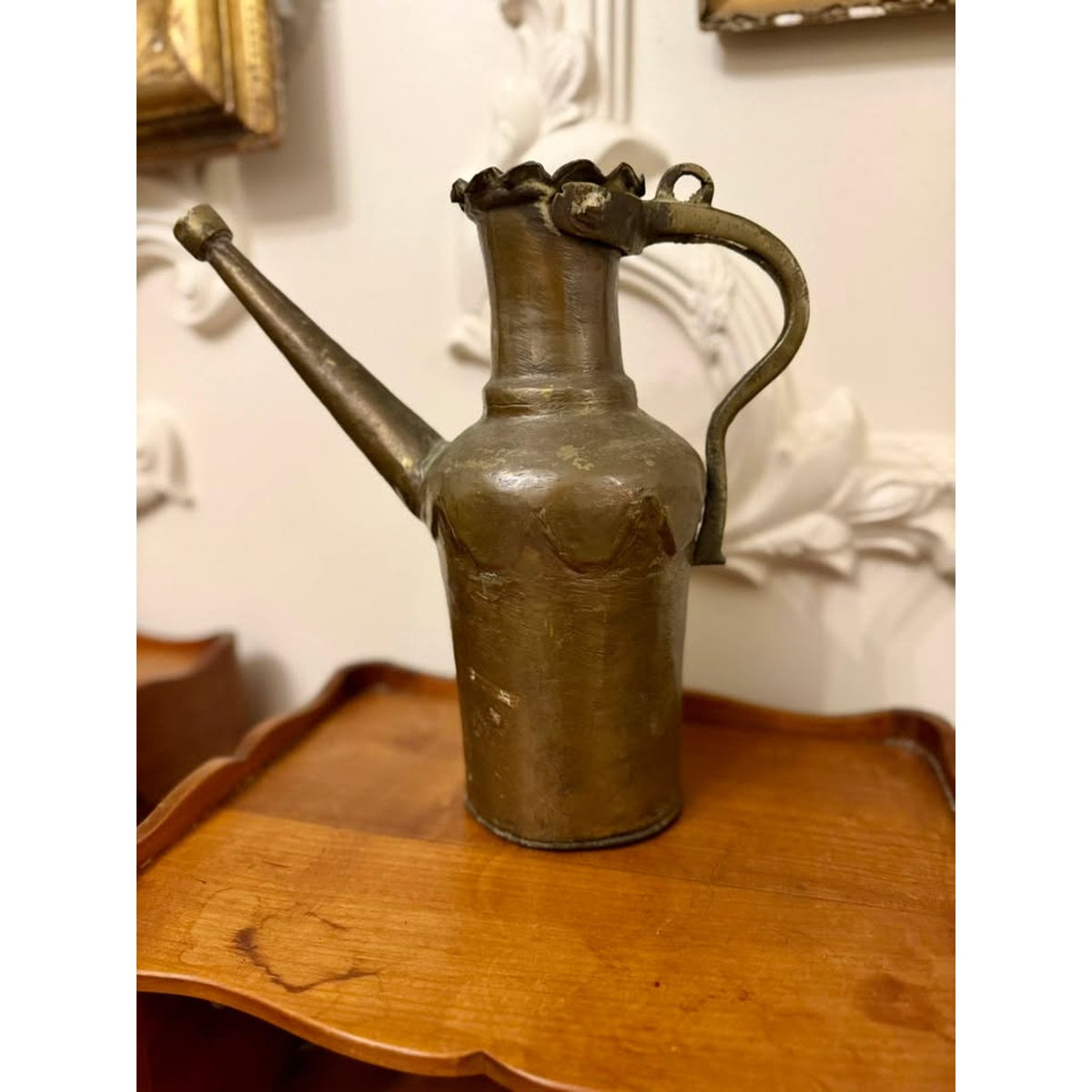 Antique 19th Century Indo-Persian Tinned Copper Aftaba Water Ewer