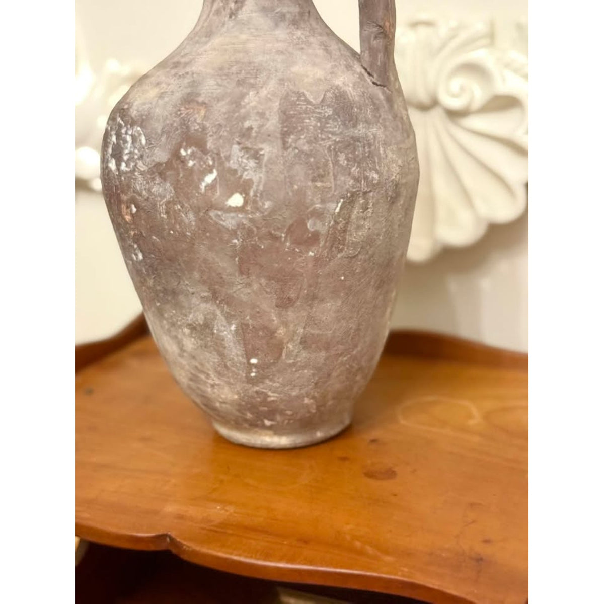 Vintage Hand Thrown Terracotta Pottery Jug Primitive Mediterranean Style
