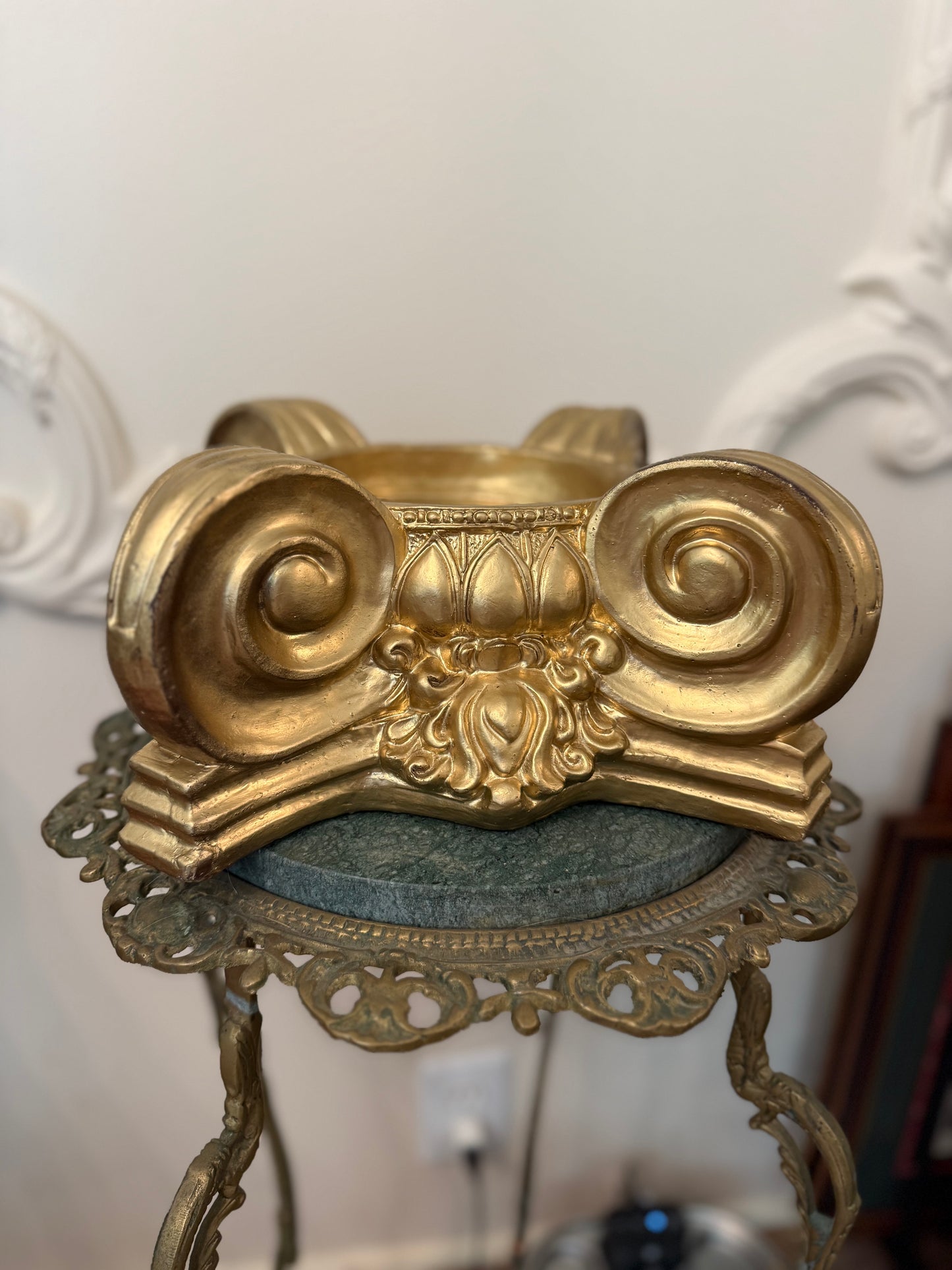 Architectural Ionic Capital with Handblown Glass Cloche