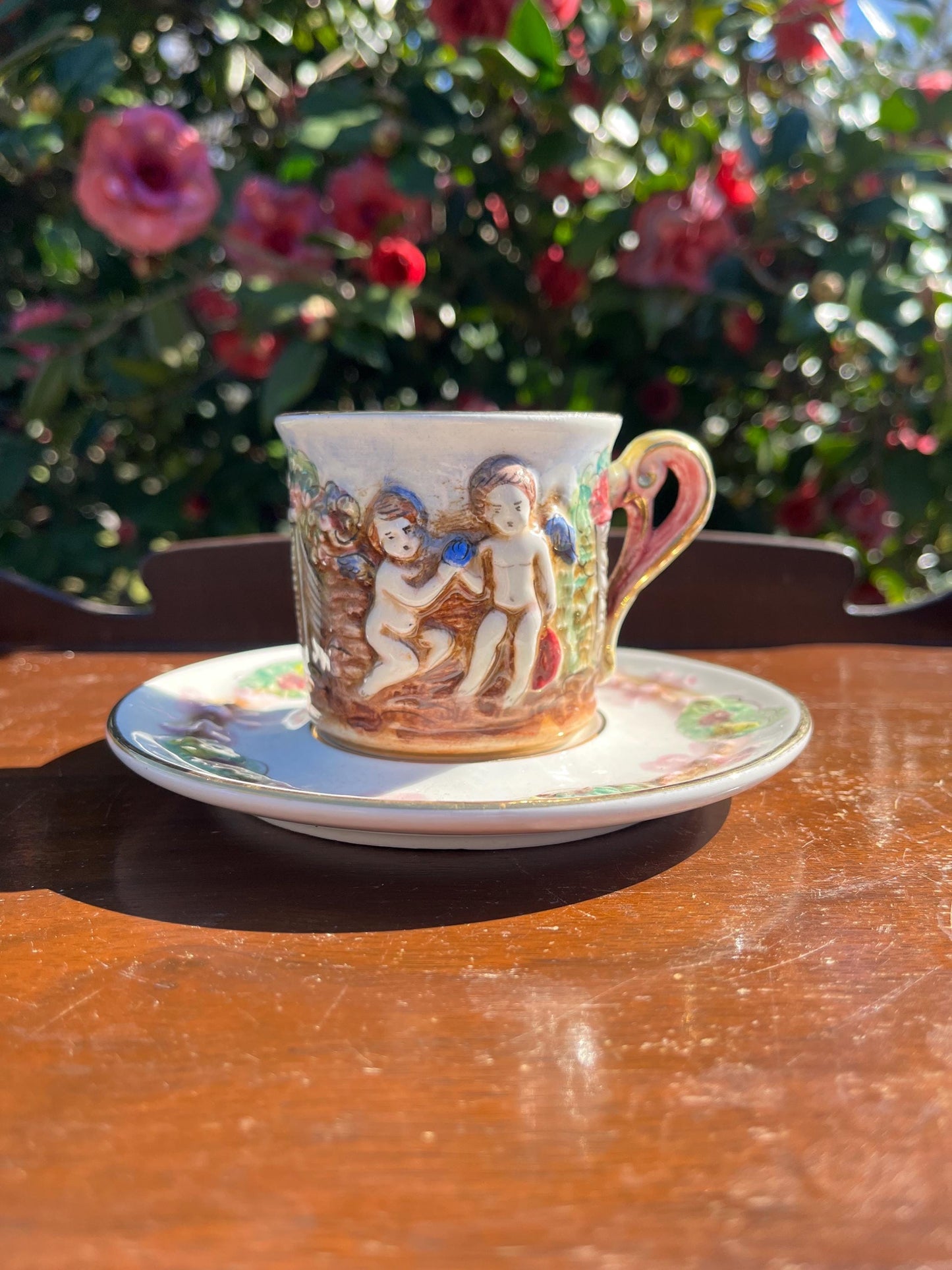 Capodimonte Tea Set with Serpents and Cherubs, Porcelain Vintage Tea Set, Unique Tea Set Gift, Italian Ceramics
