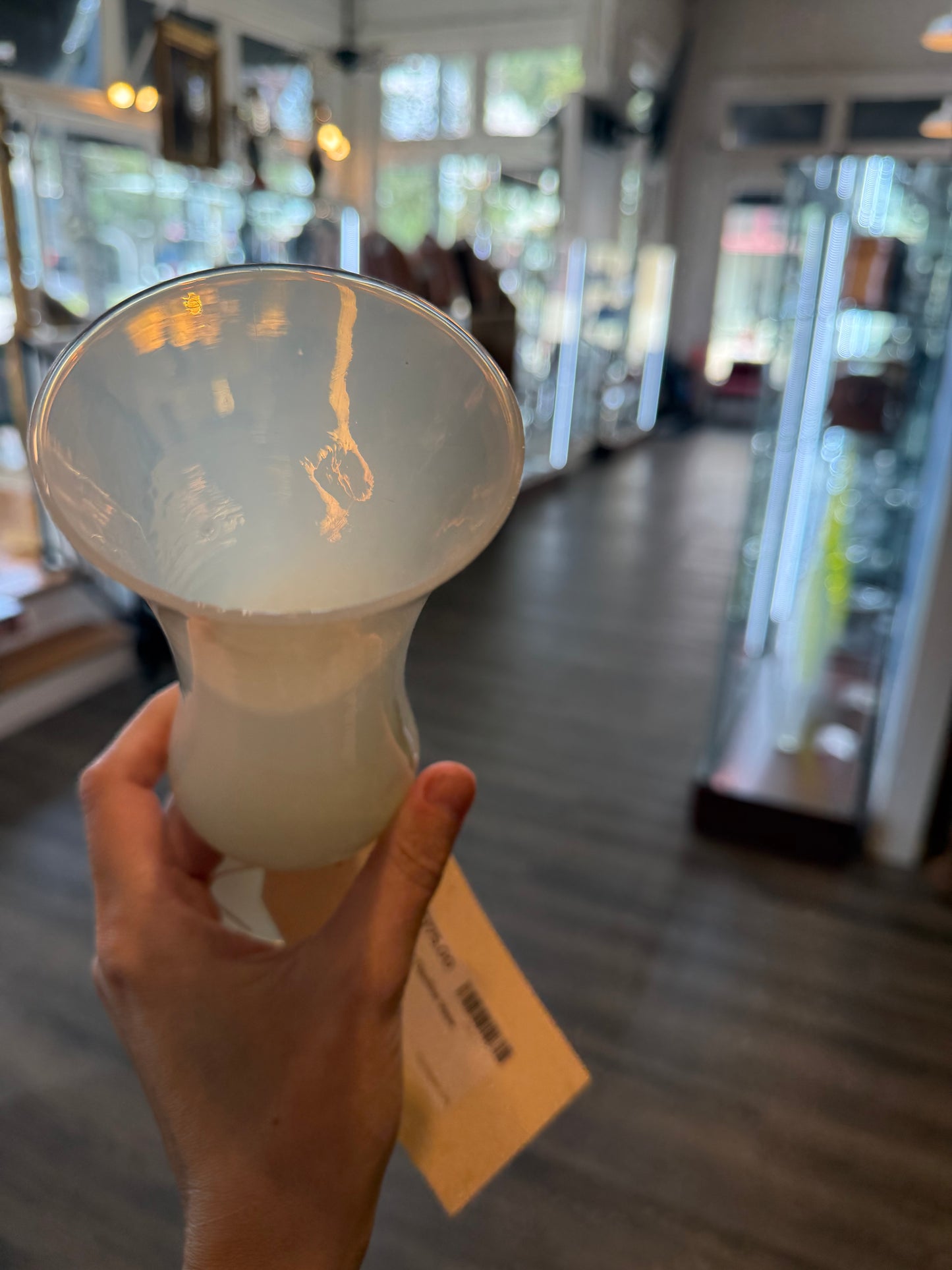 Vintage White Opaline Glass Pedestal Vase