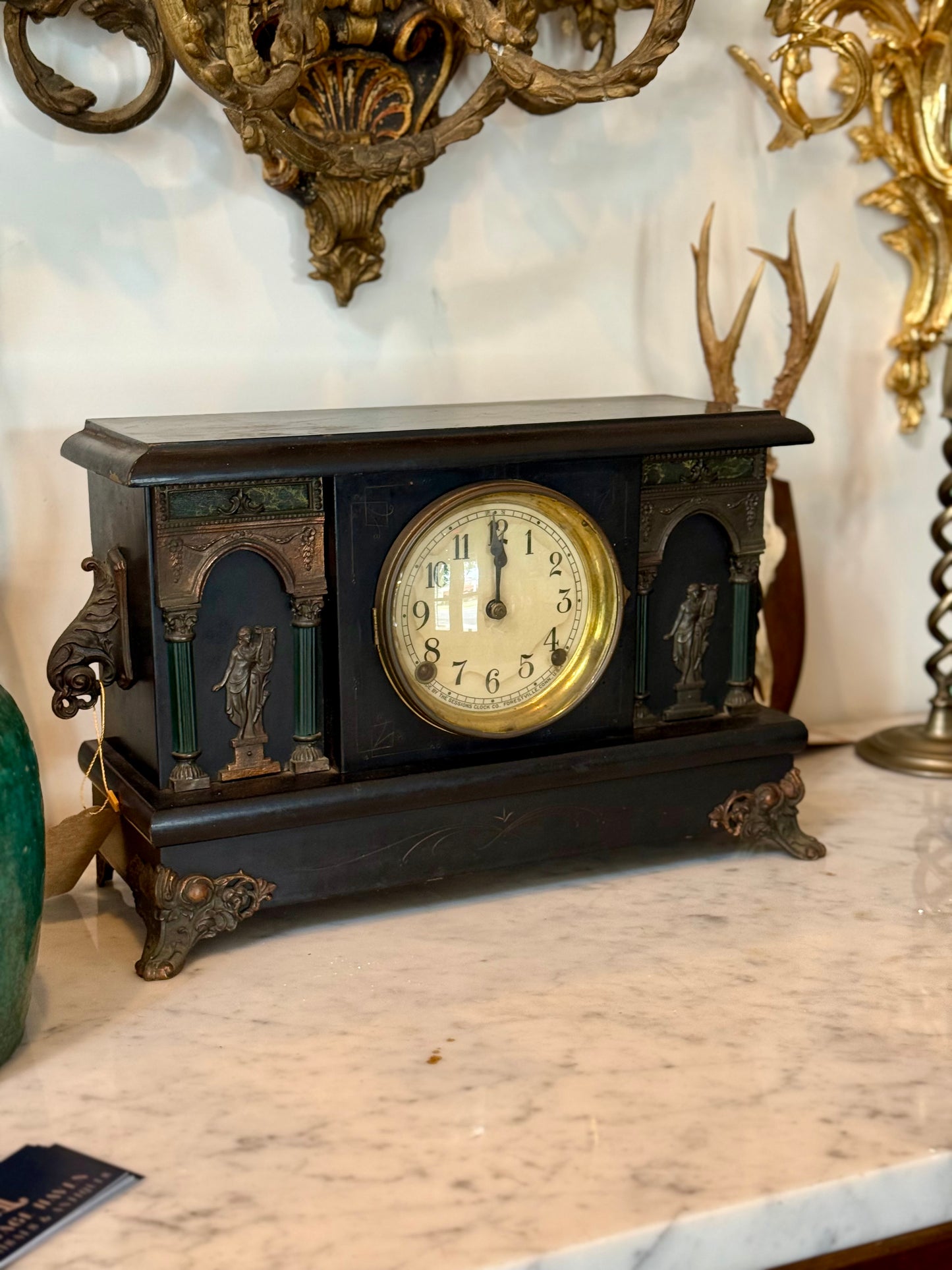 Early 20th Century Classical Revival Mantel Clock with Architectural Case