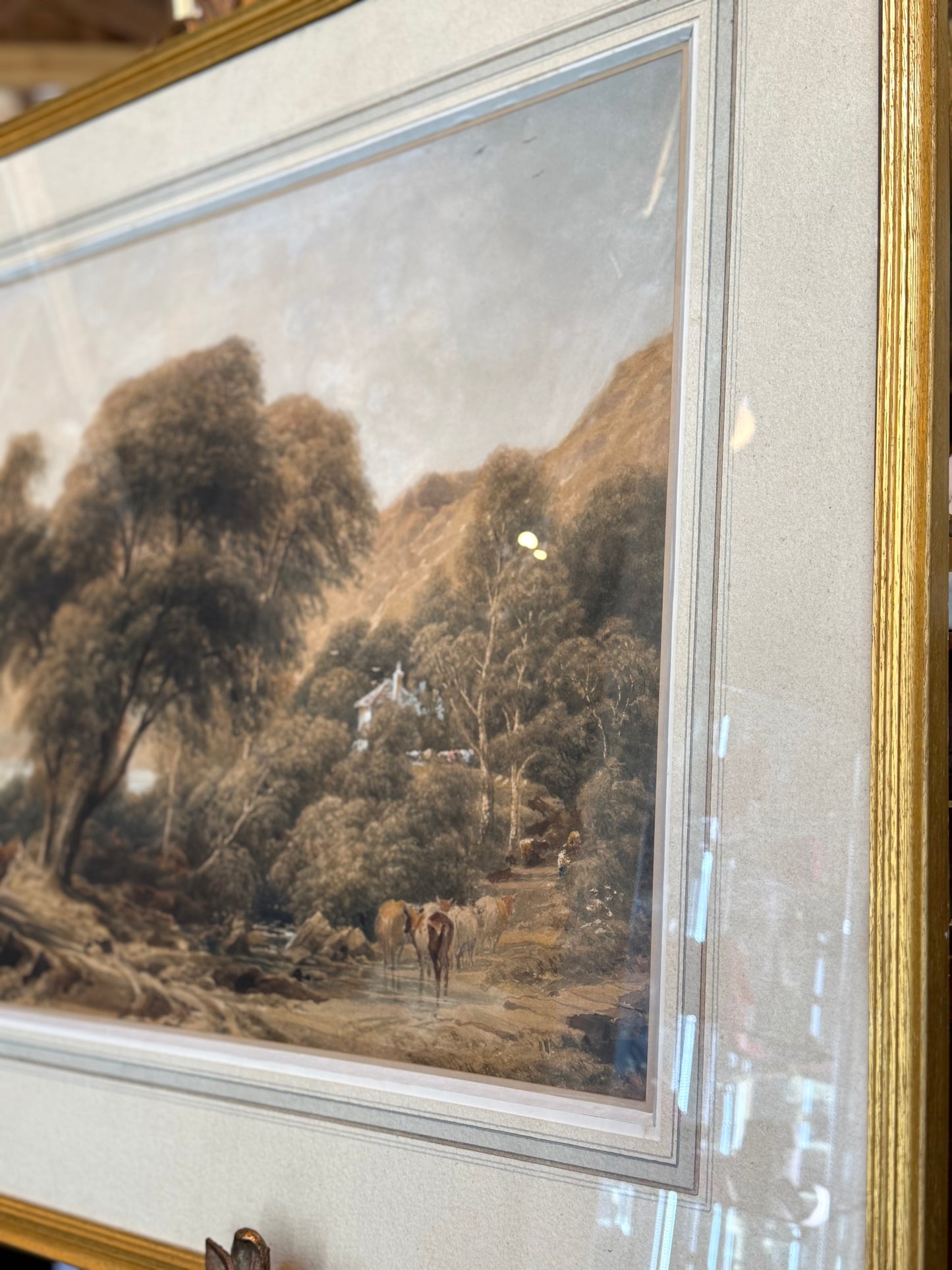 Attributed to Peter De Wint “The Head of the Loch” Watercolor on Paper, Framed