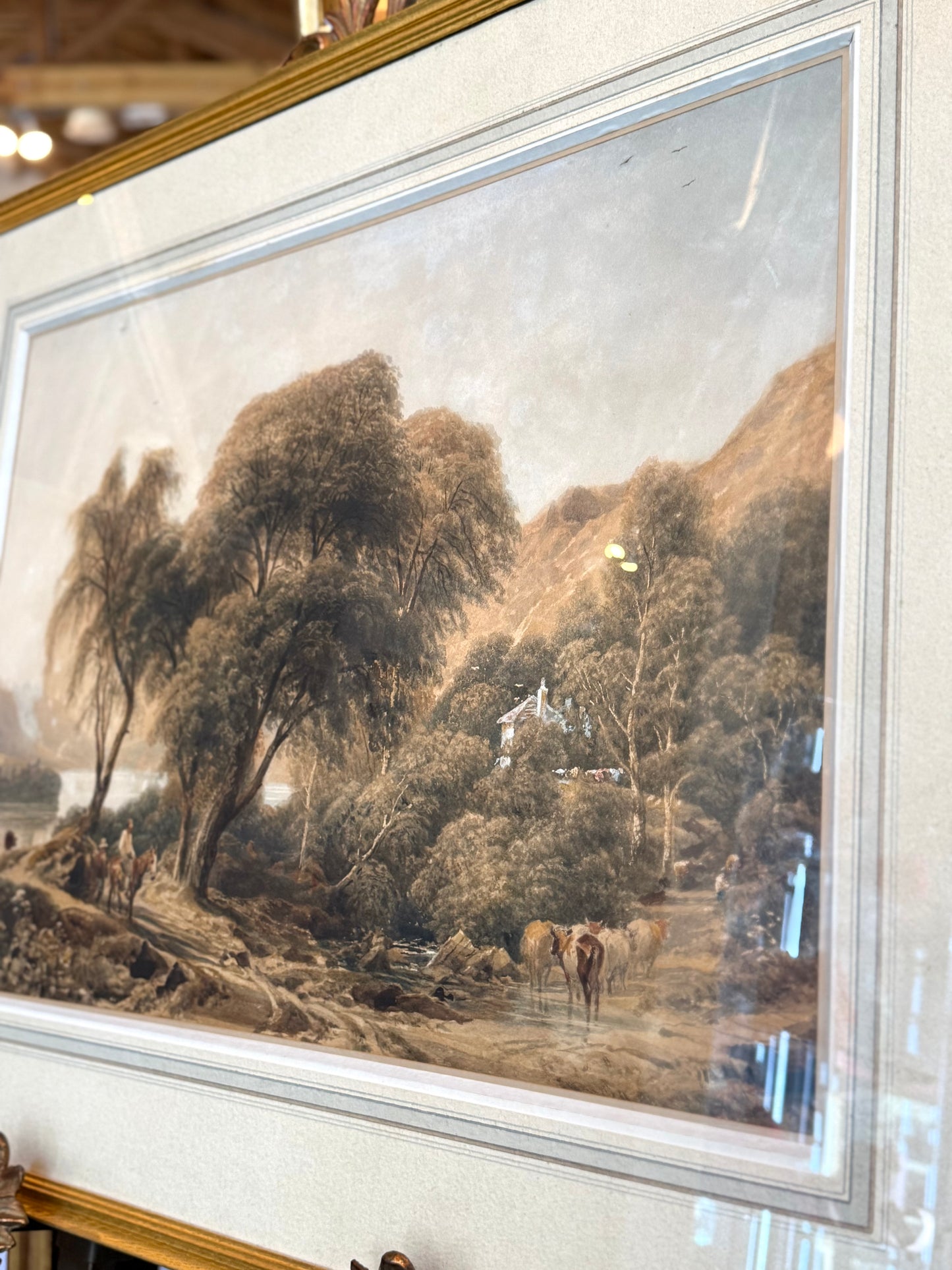 Attributed to Peter De Wint “The Head of the Loch” Watercolor on Paper, Framed