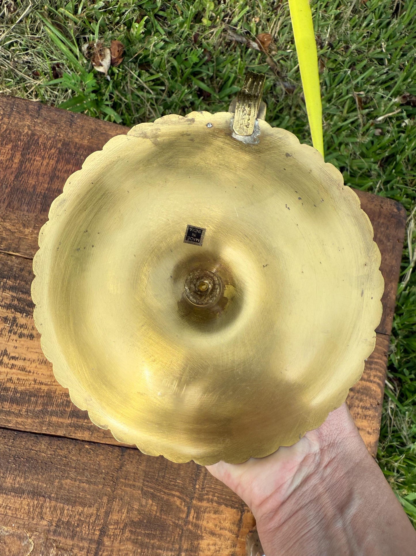 Vintage Brass Chamberstick Taper Candle Holder | Fluted Base Finger Loop Candlestick | Classic Colonial Style