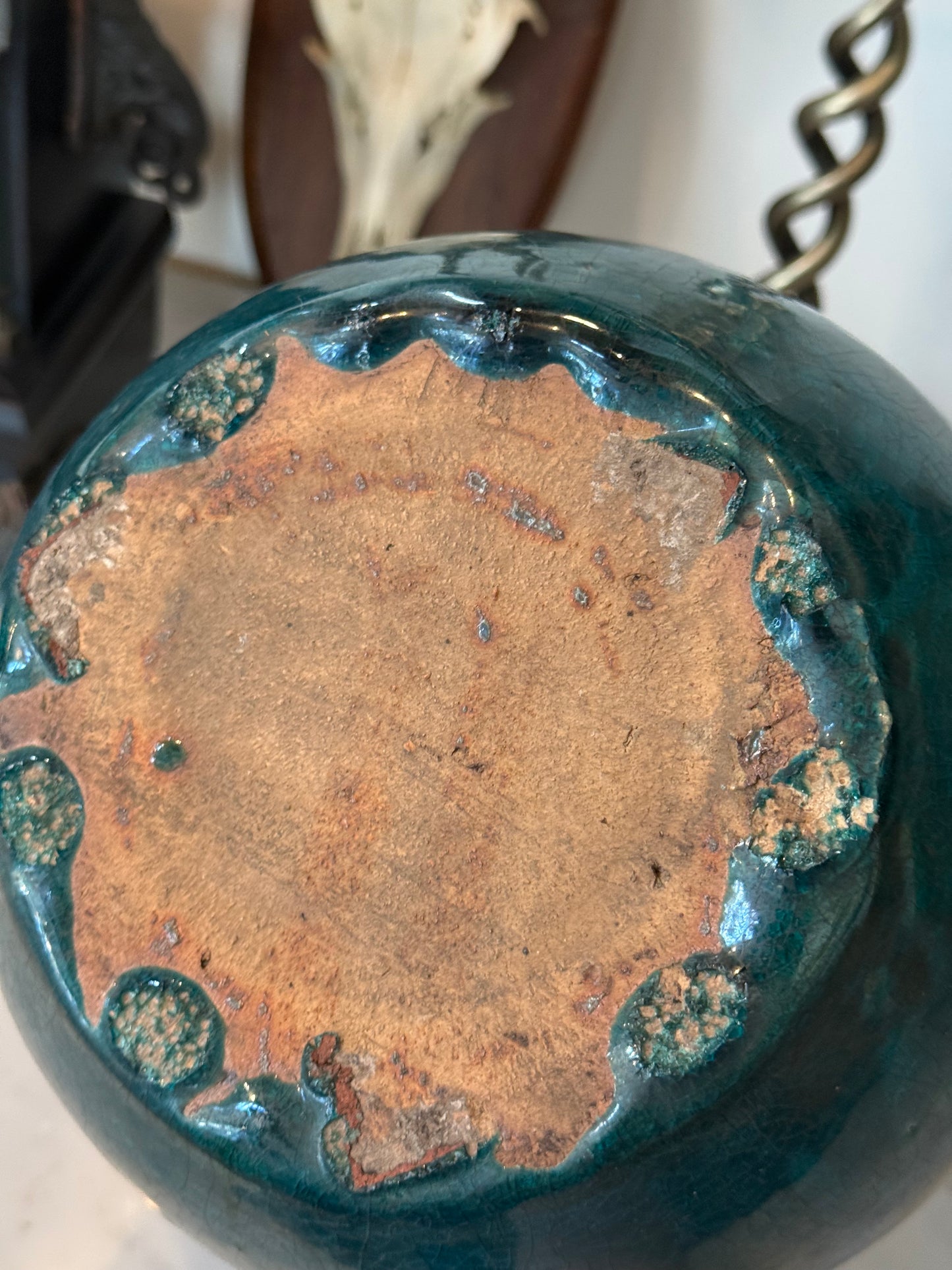 Early 20th Century Chinese Teal Glazed Pottery Jar
