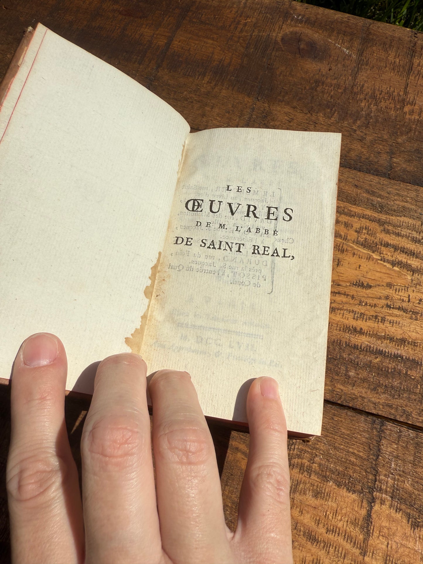 Title: 1757 French Leather-Bound Book — Les Œuvres de l’Abbé de Saint-Réal, Tome I