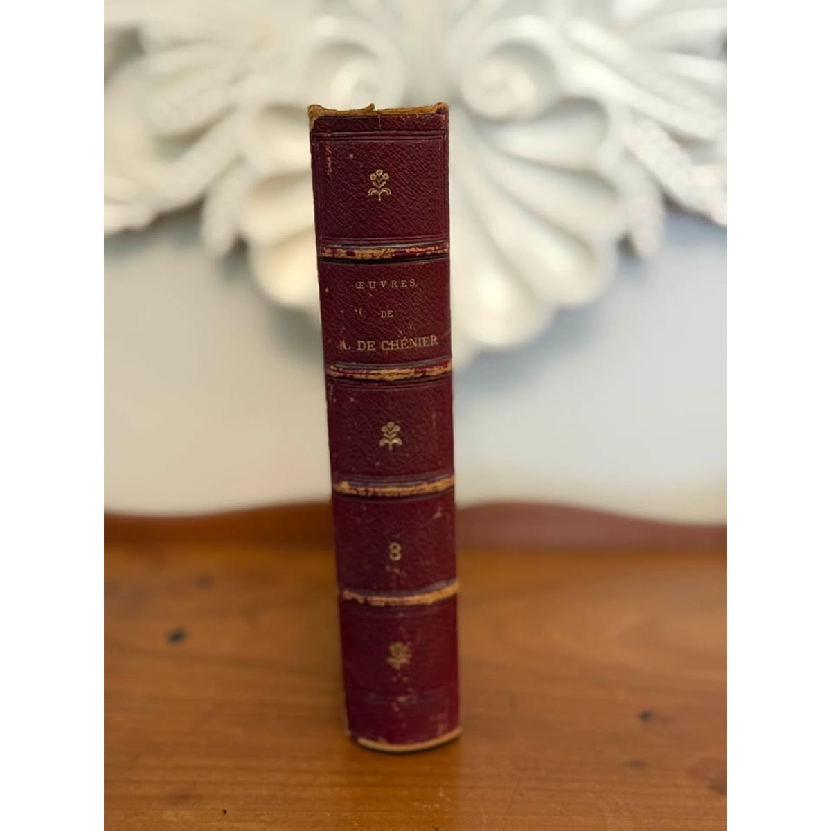 Antique 1874 André de Chénier French Poetry Book Leather Bound Paris Vol III