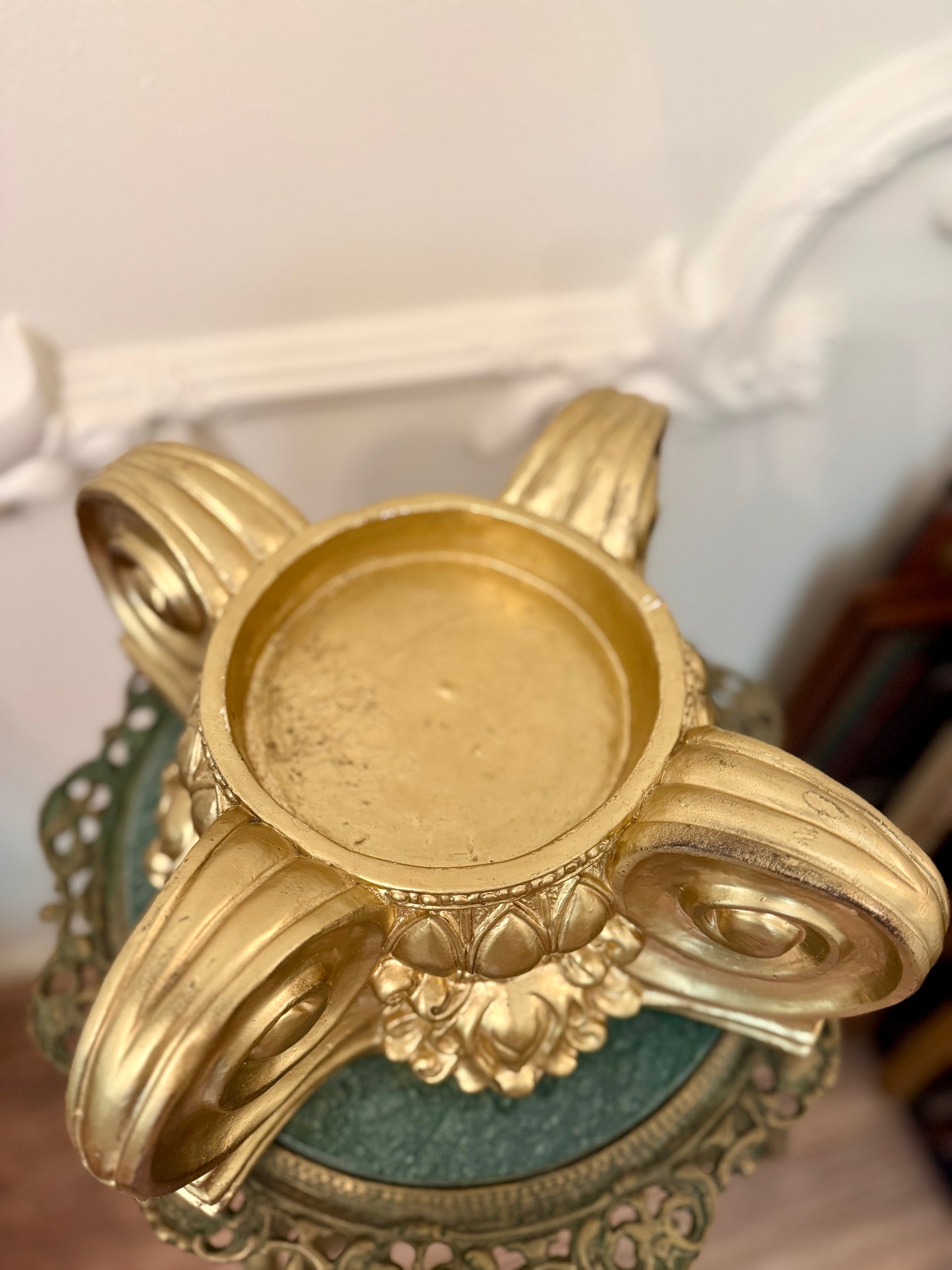 Architectural Ionic Capital with Handblown Glass Cloche