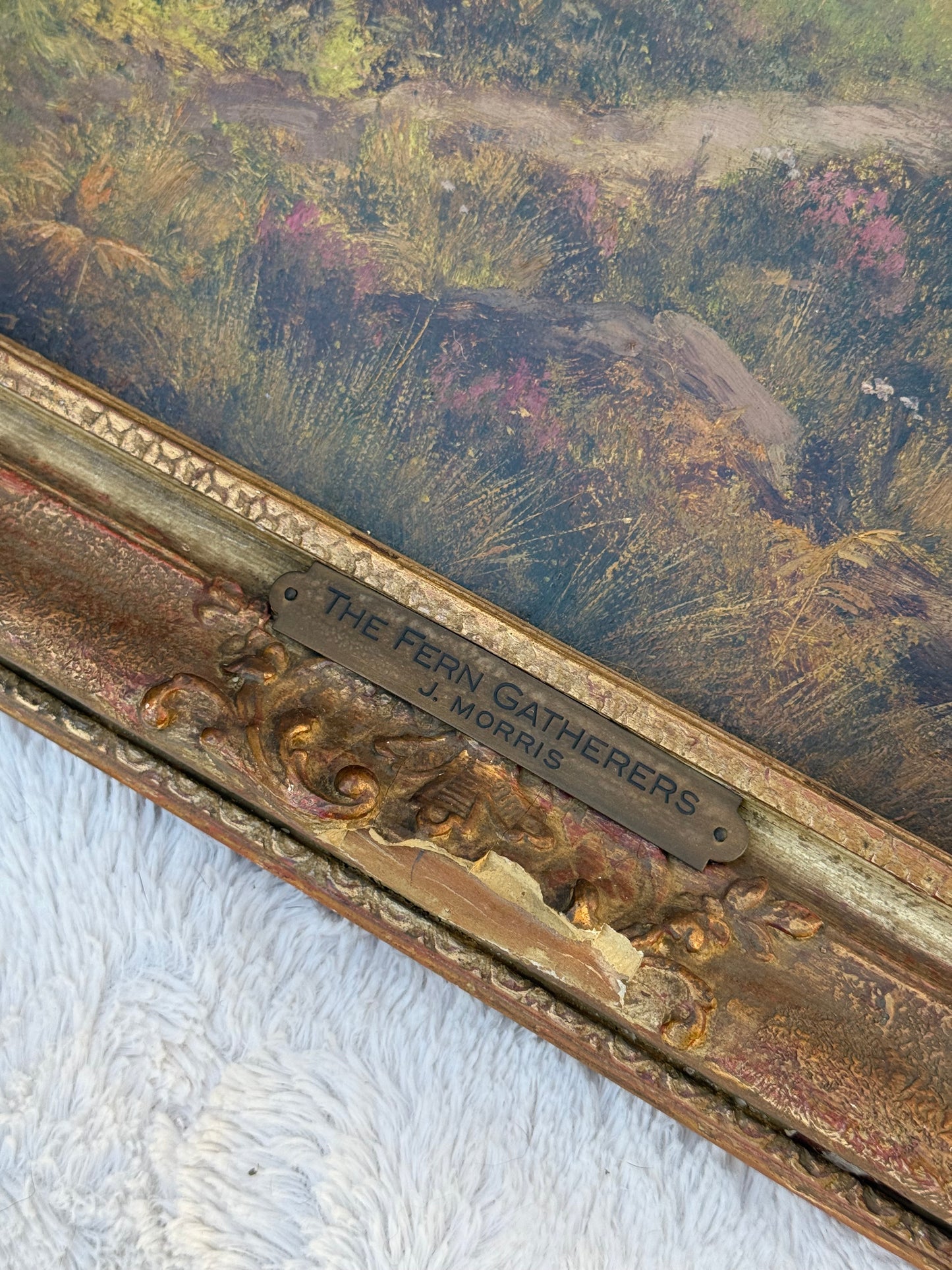 “The Fern Gatherers” – 19th-Century British School Oil Painting by J. Morris (Large Victorian Landscape)