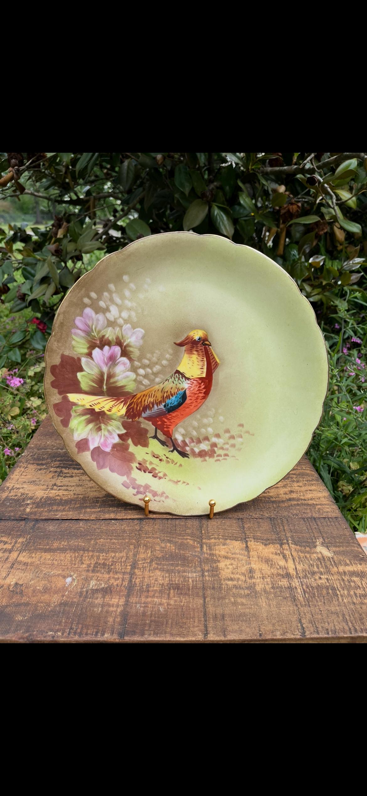 J.P.L. France Limoges Game Bird Plate – Unsigned – Vintage Hand-Painted French Porcelain – Collectible Bird Plate