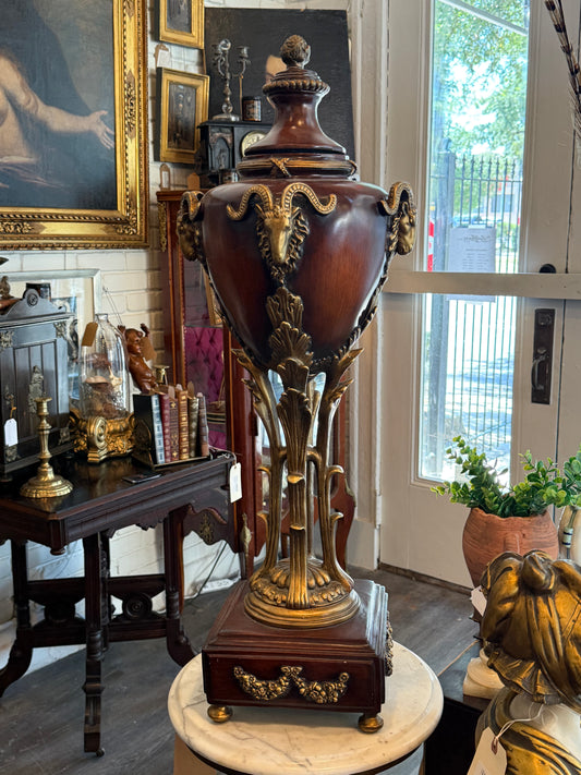 Monumental Neoclassical Ram’s Head Decorative Urn