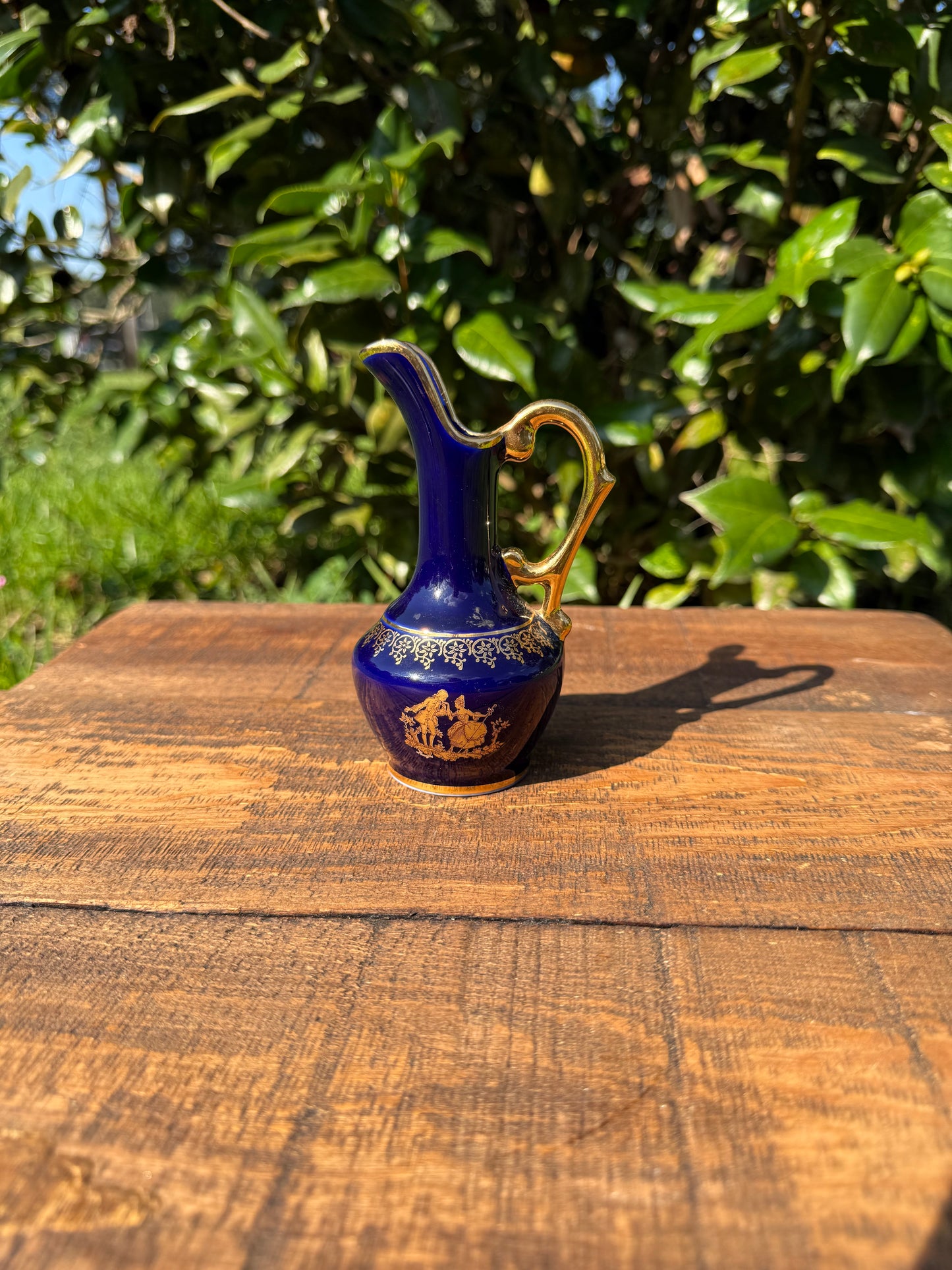 Limoges Cobalt and Gilt Miniature Ewer