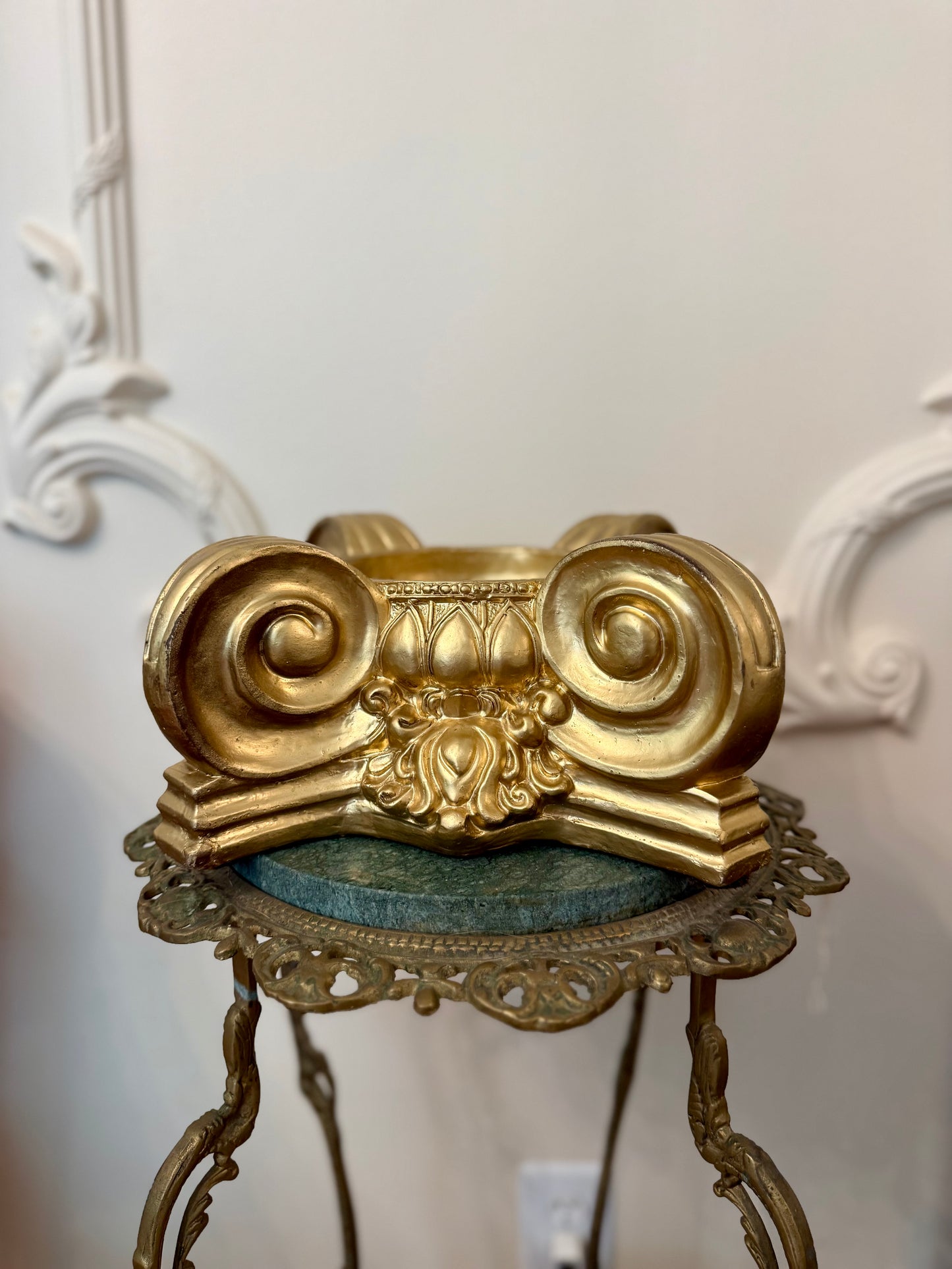 Architectural Ionic Capital with Handblown Glass Cloche