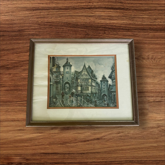 Vintage Rothenburg Germany Framed Print Signed