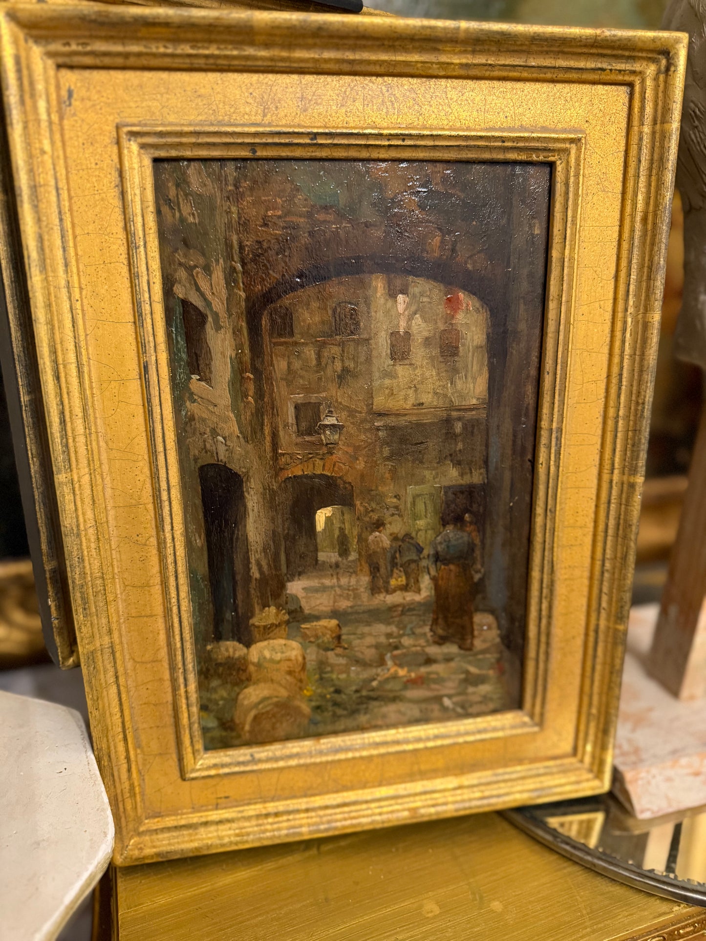 Vicolo Scomparso Florentine Alley Scene Oil Painting