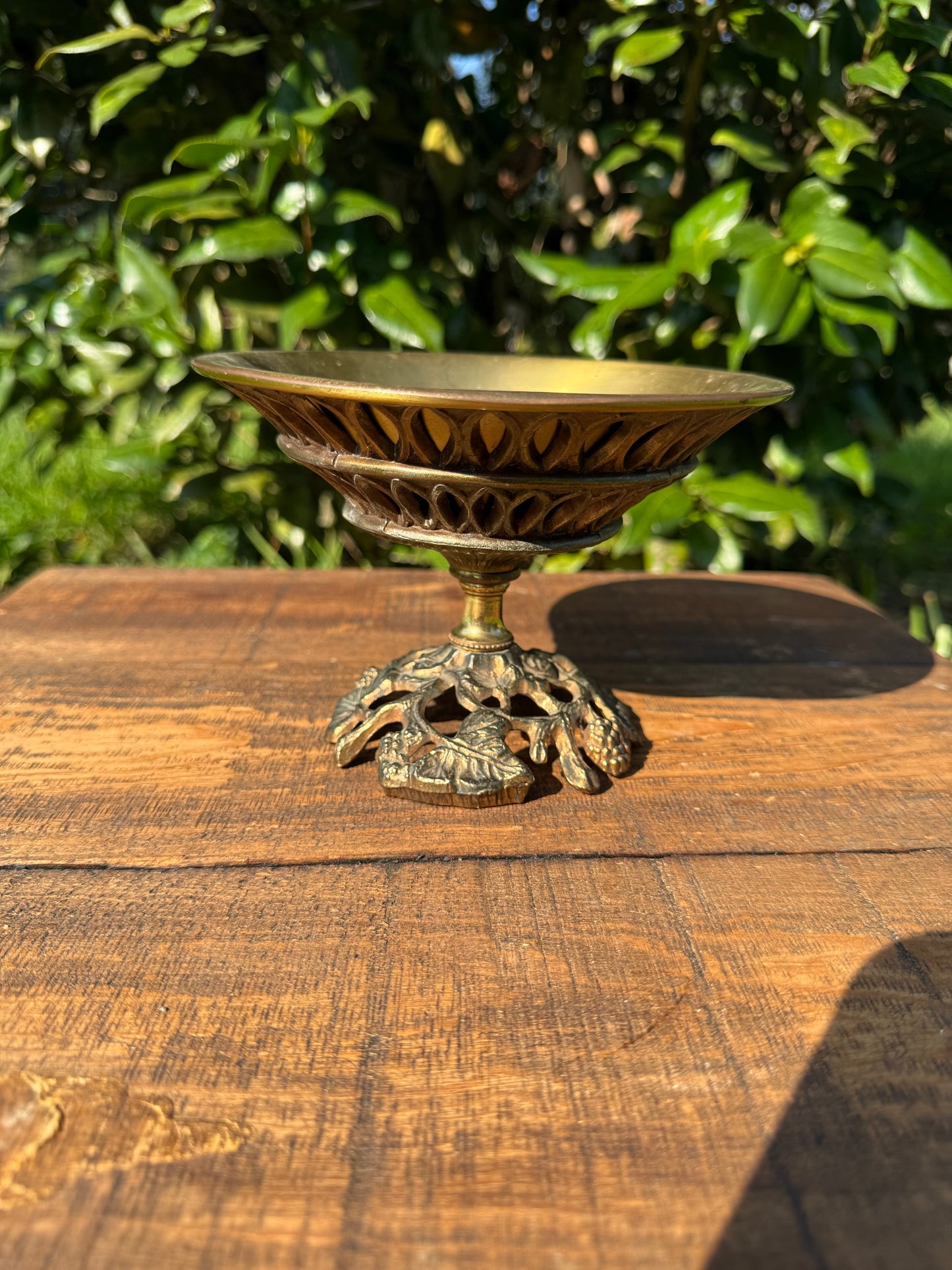 Antique Ornate Brass Compote