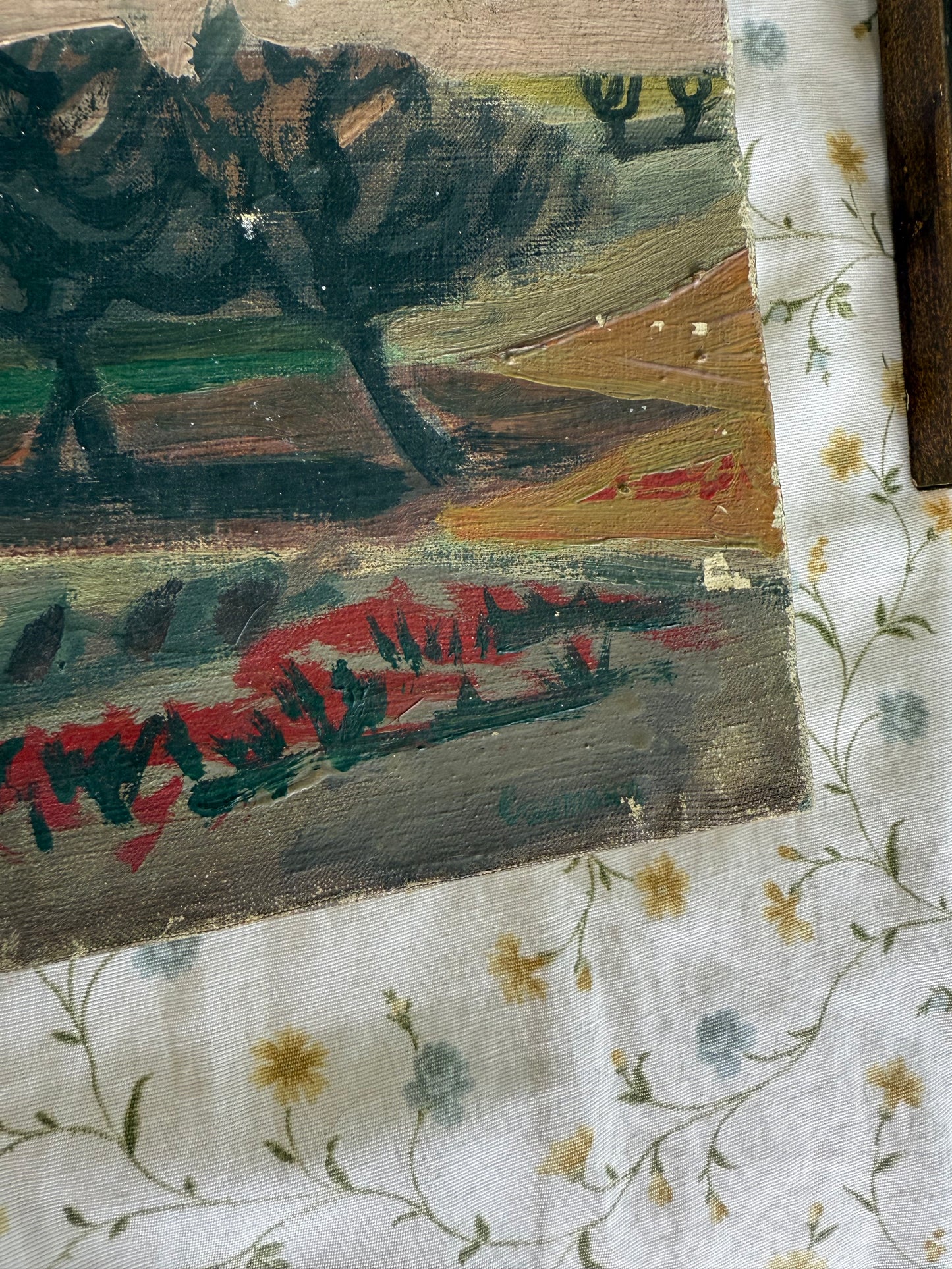 Southern Farm Landscape – Regionalist Oil on Canvas Panel, Early  20th Century
