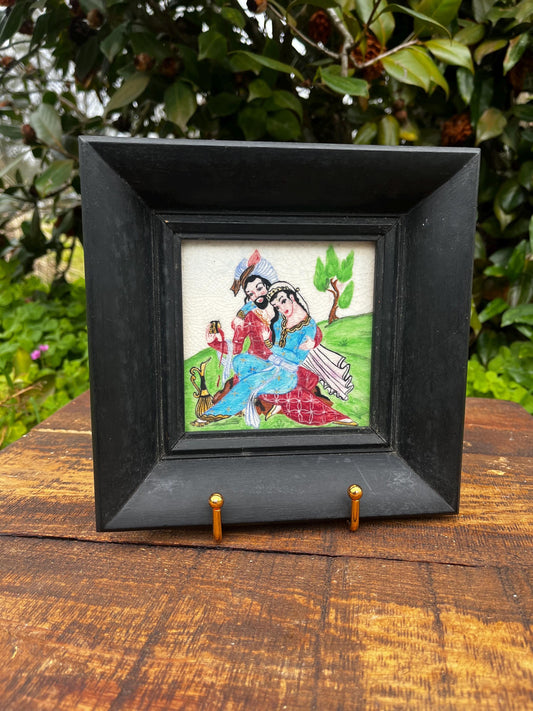 Persian Scene Tile Art, Vintage Gladding McBean Frame, Home Decor Tile, Unique Wall Art, Decorative Tile