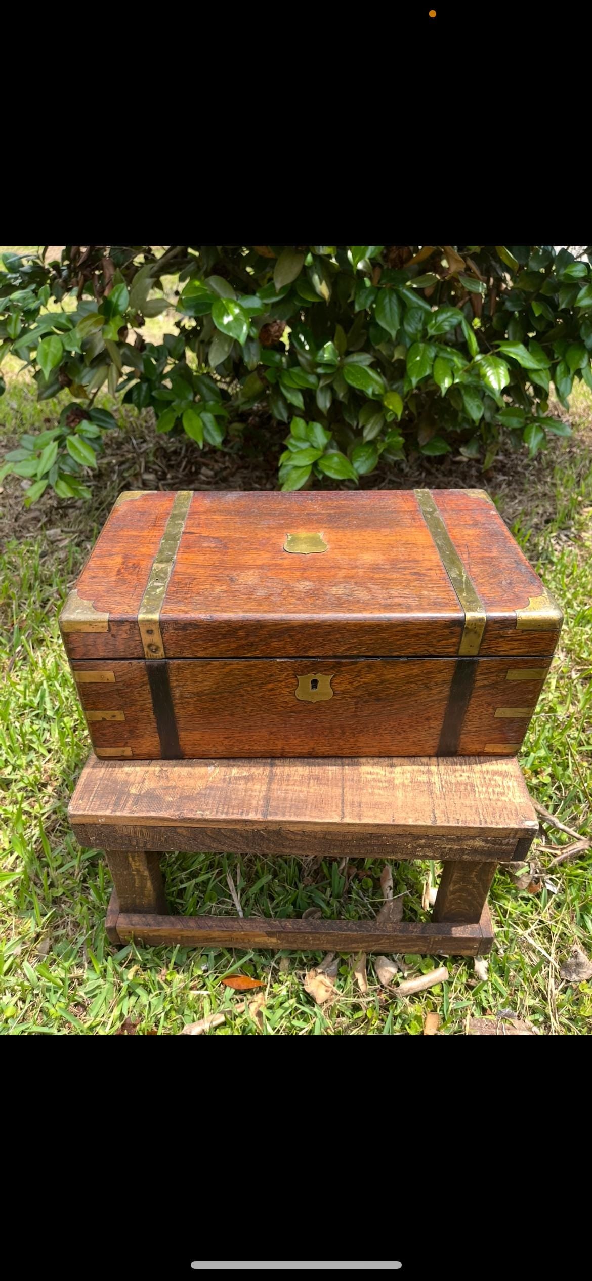 Antique 1870s Traveler’s Writing Desk | Portable Lap Desk with Missing Leather Inlay | Victorian Campaign Box | Folding Writing Slope