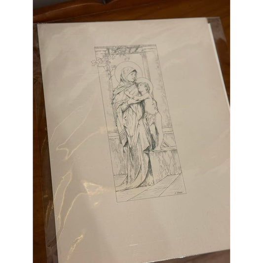 1888 Antique Christian Religious Print Virgin Mary & Baby Jesus Biblical Art