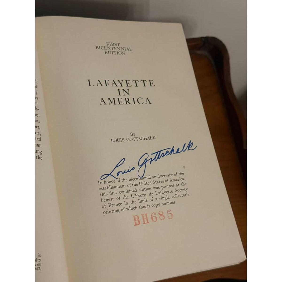 Signed Lafayette in America Louis Gottschalk 1976 Bicentennial Leather First Edition