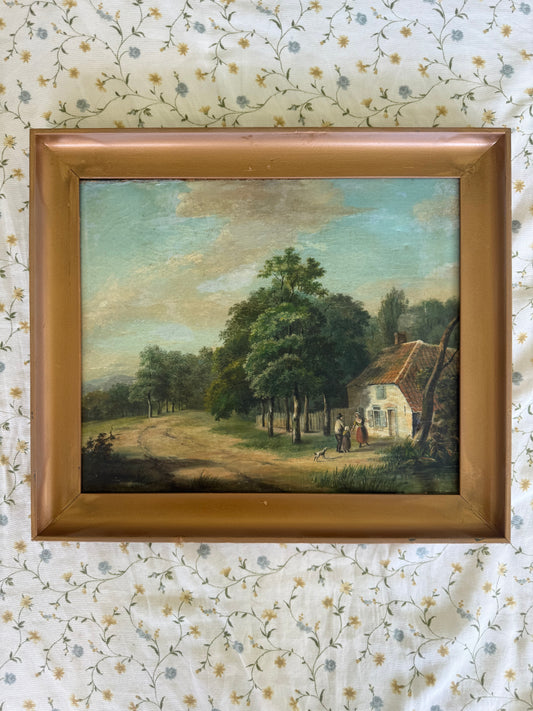 1845 Q.J. Goddard English Countryside Oil Painting – Victorian Era Landscape on Canvas