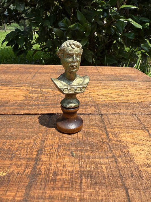 Miniature Grand Tour Roman Emperor Bust on Wooden Base