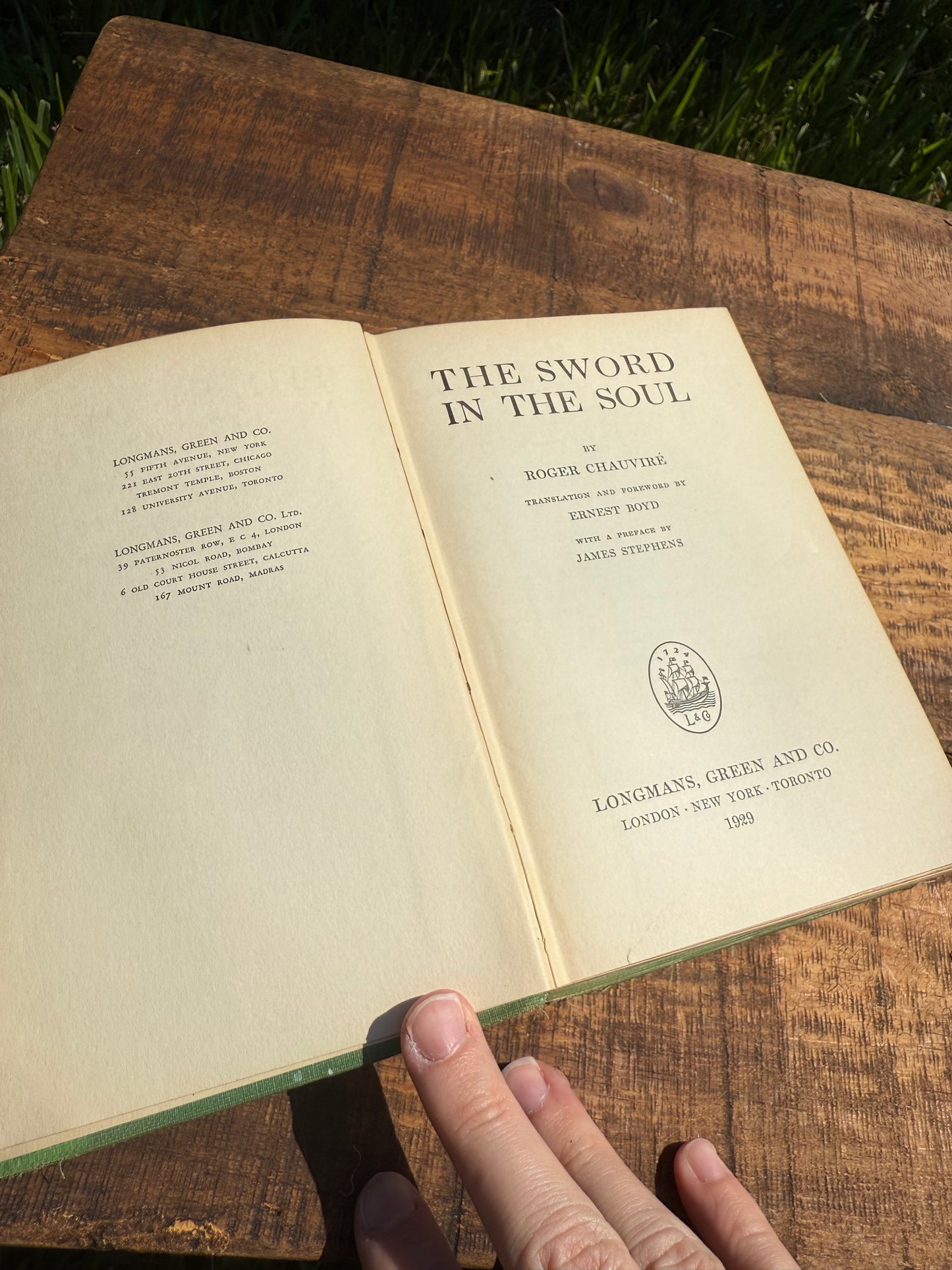 The Sword in the Soul by Roger Chauviré – First Edition, 1929, Longmans Green & Co.