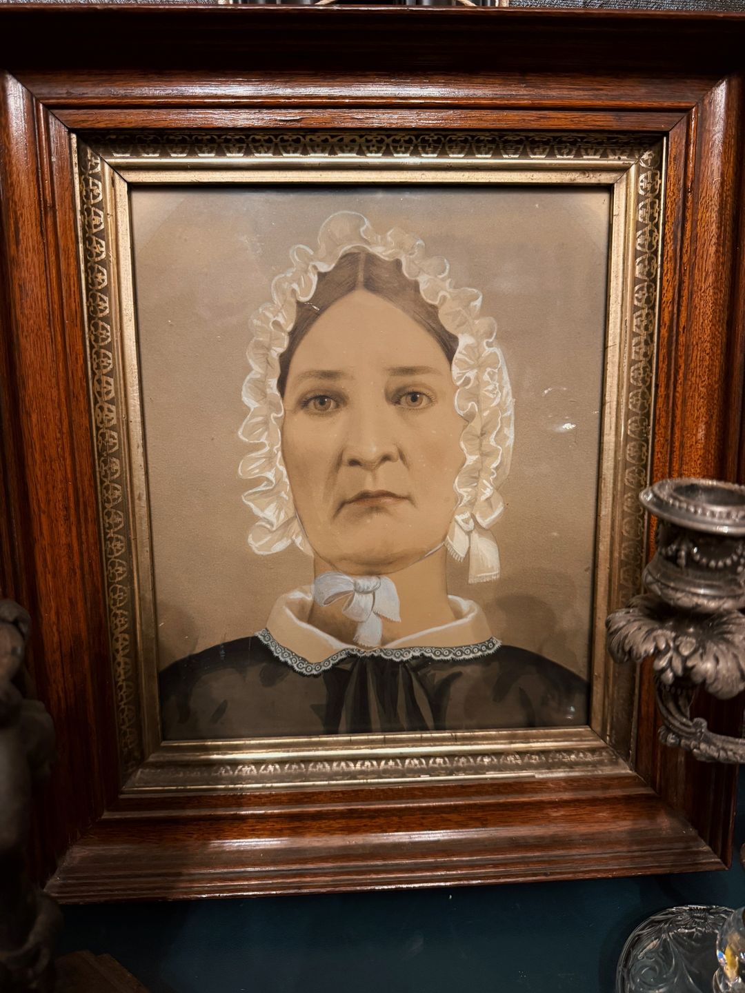 Signed 1881 Portrait by John Wood Dodge (American, 1807–1893), Gouache Watercolor Pastel, Framed