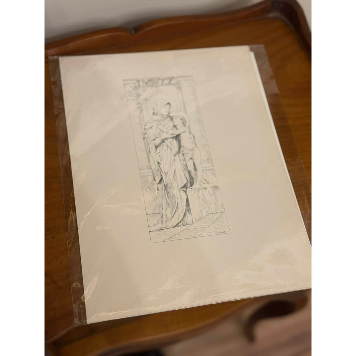 1888 Antique Christian Religious Print Virgin Mary & Baby Jesus Biblical Art