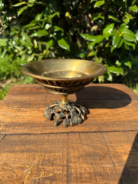 Antique Ornate Brass Compote