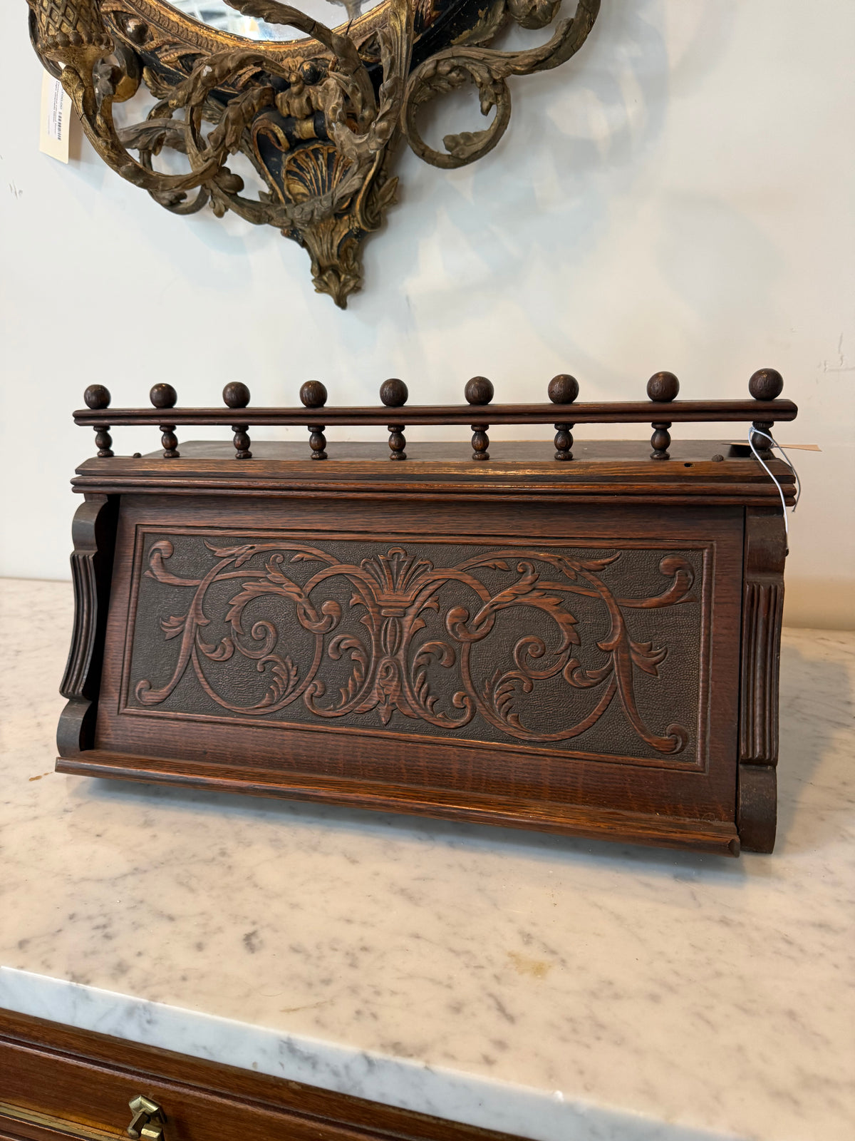 Antique Victorian Carved Wood Organ Box, Repurposed Storage Chest