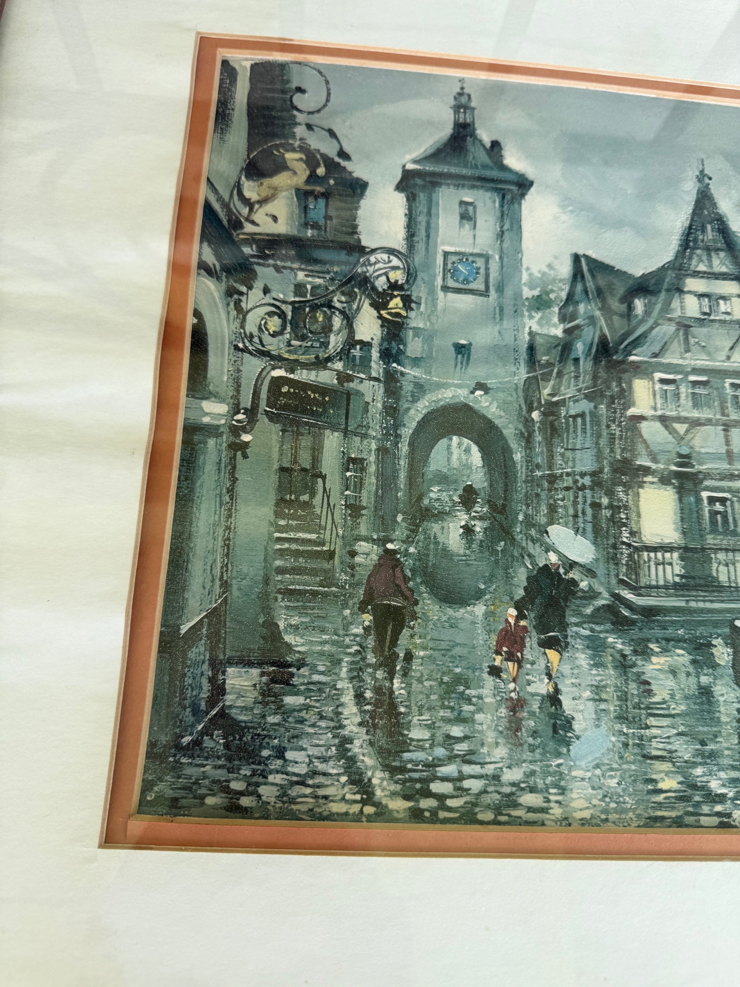 Vintage Rothenburg Germany Framed Print Signed