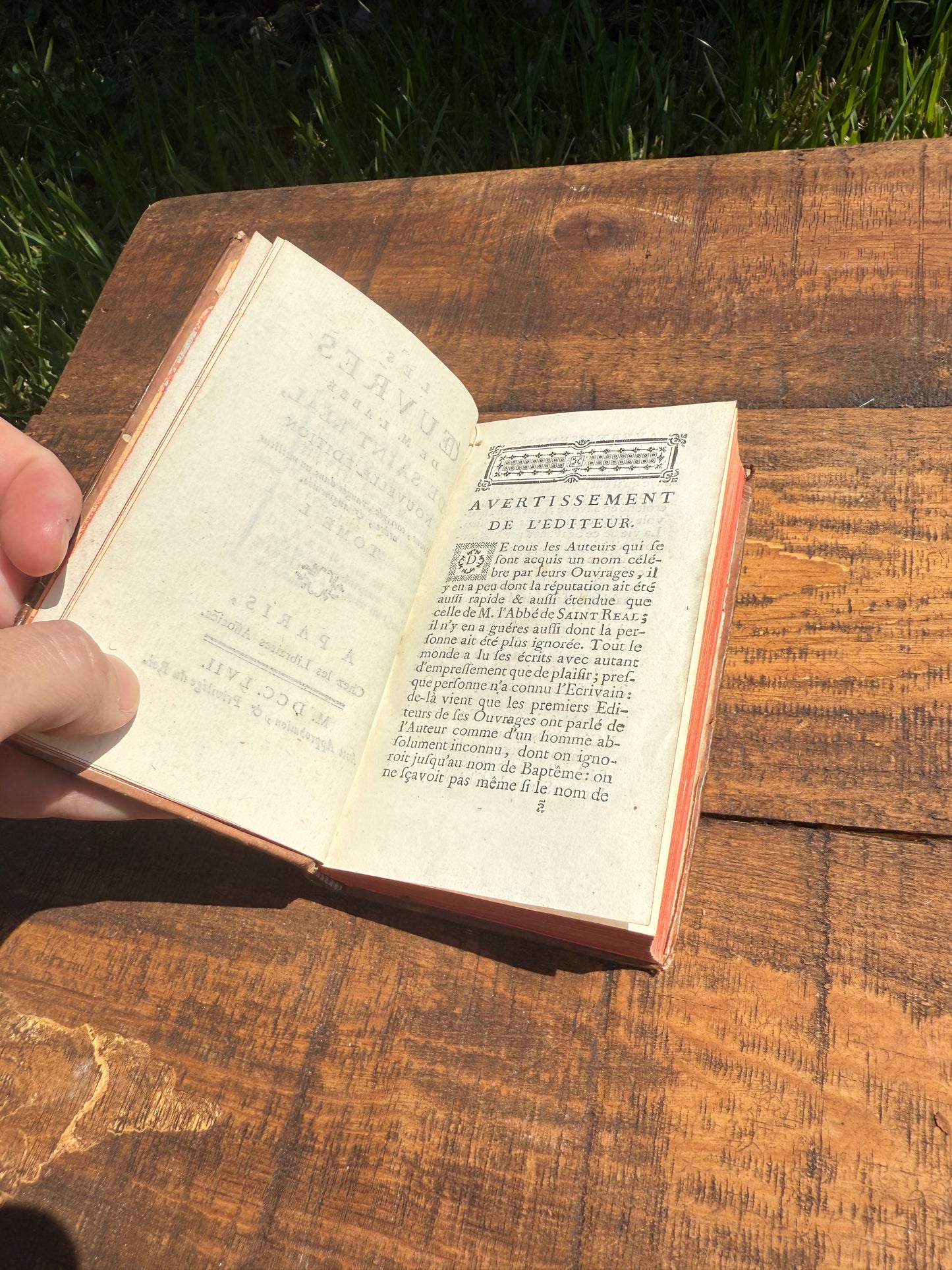 Title: 1757 French Leather-Bound Book — Les Œuvres de l’Abbé de Saint-Réal, Tome I