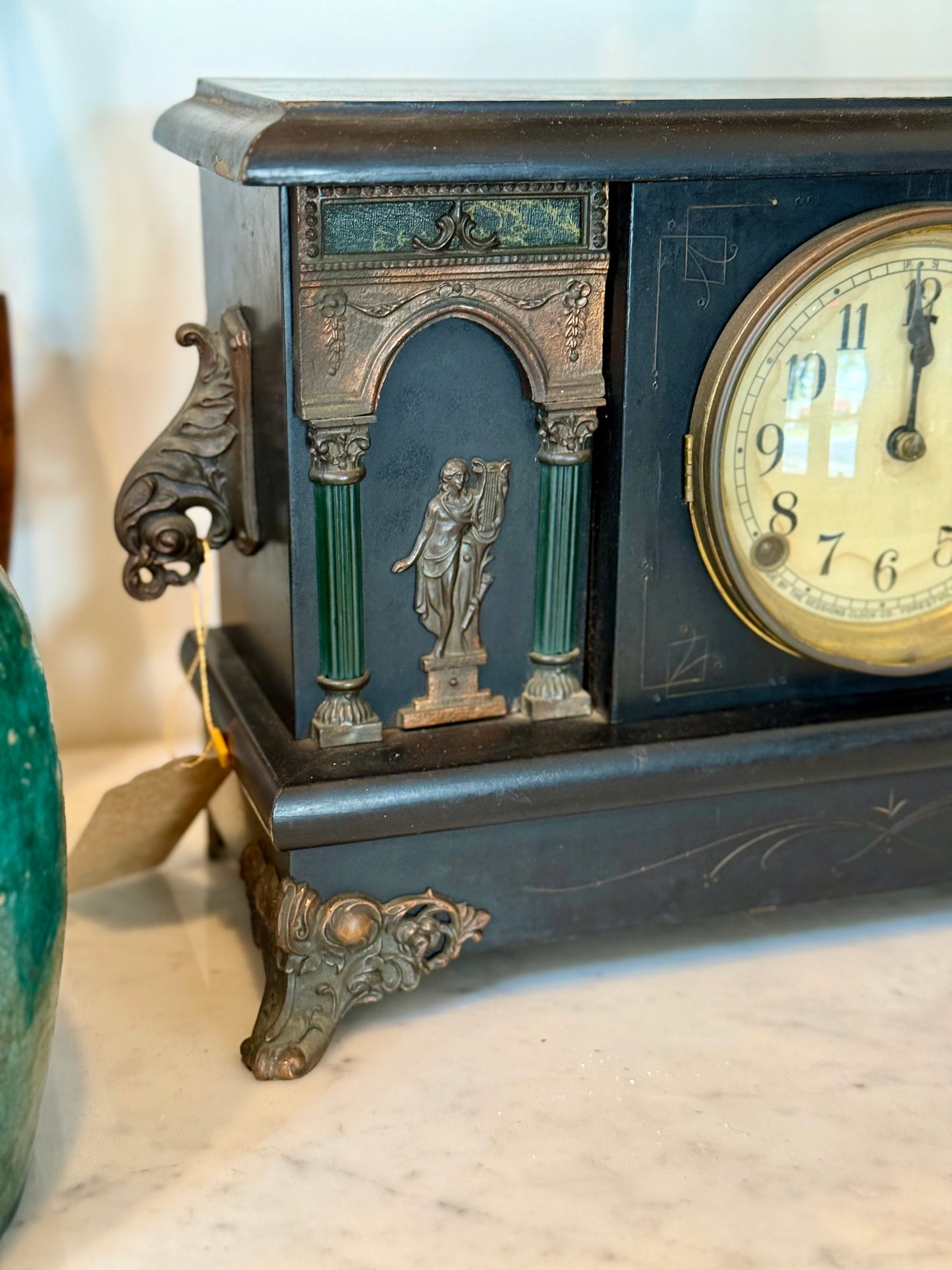 Early 20th Century Classical Revival Mantel Clock with Architectural Case