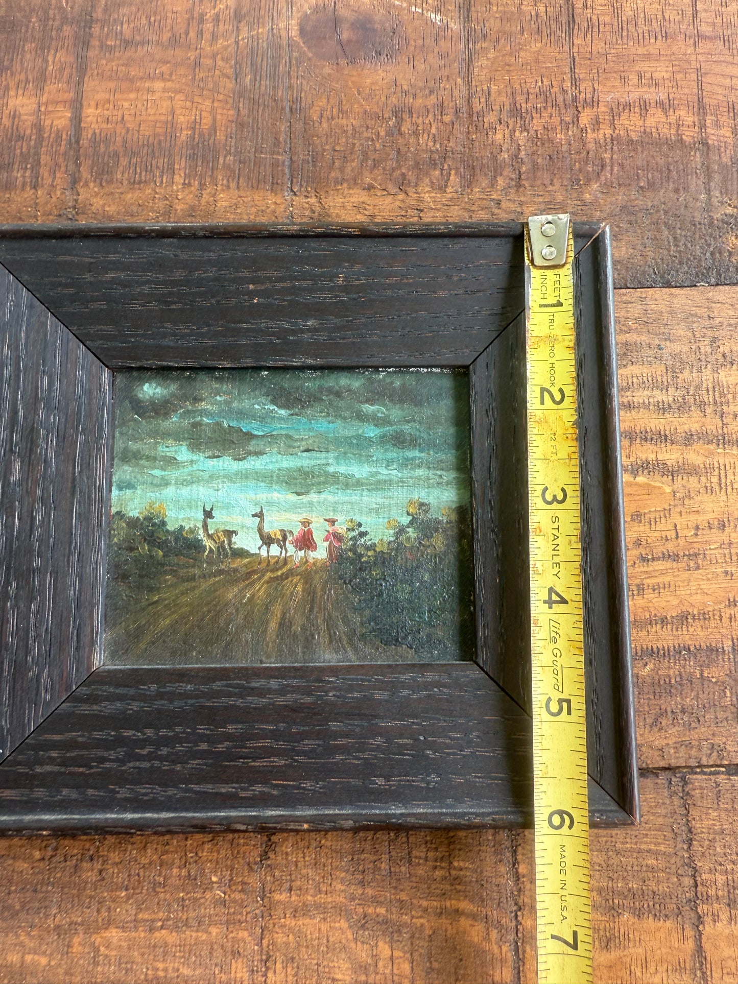 19th Century Wanamaker Collection Miniature Oil Painting – Figures with Llamas on a Country Path