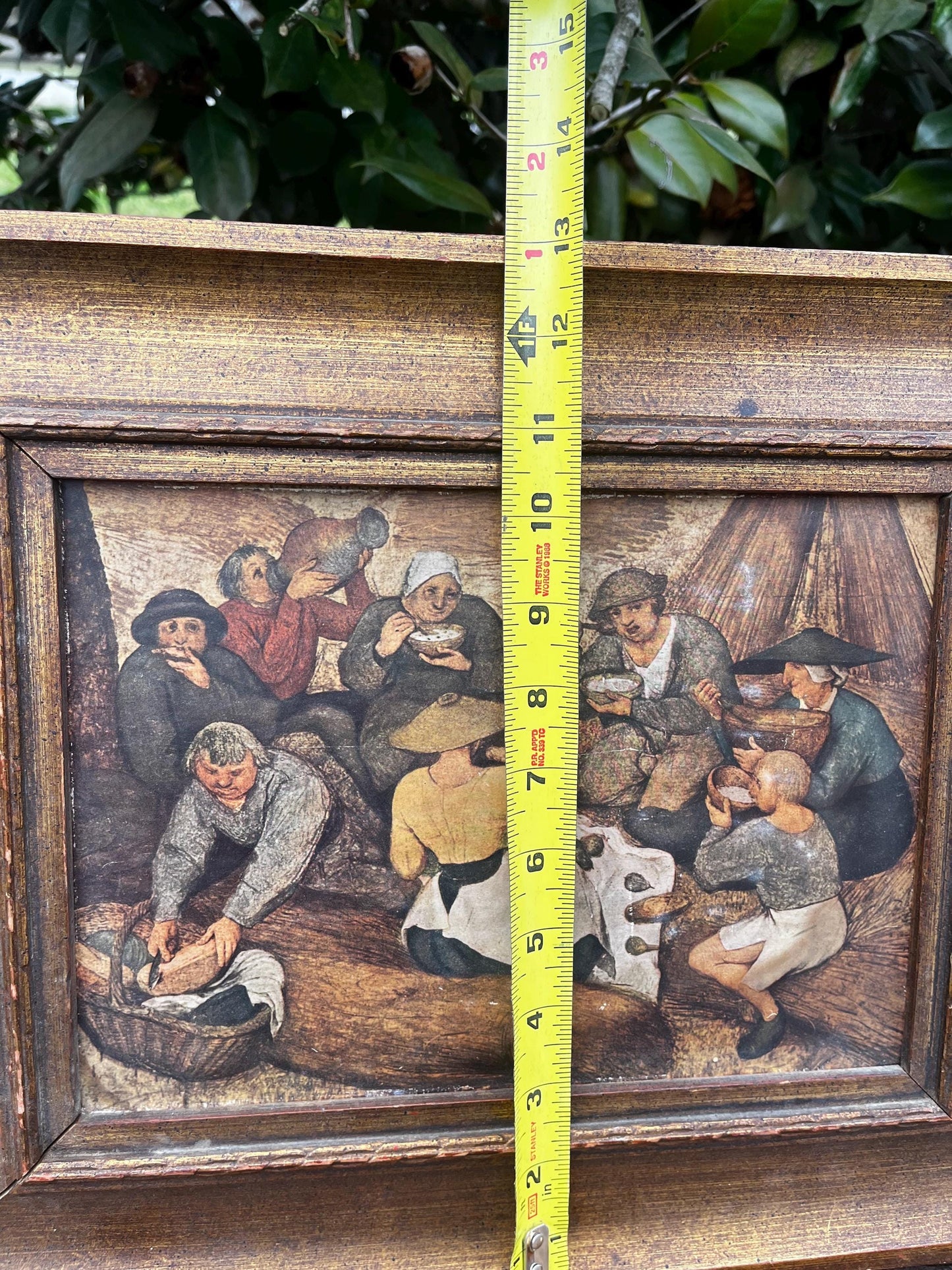 Vintage 1960s Picnic Scene Print on Board